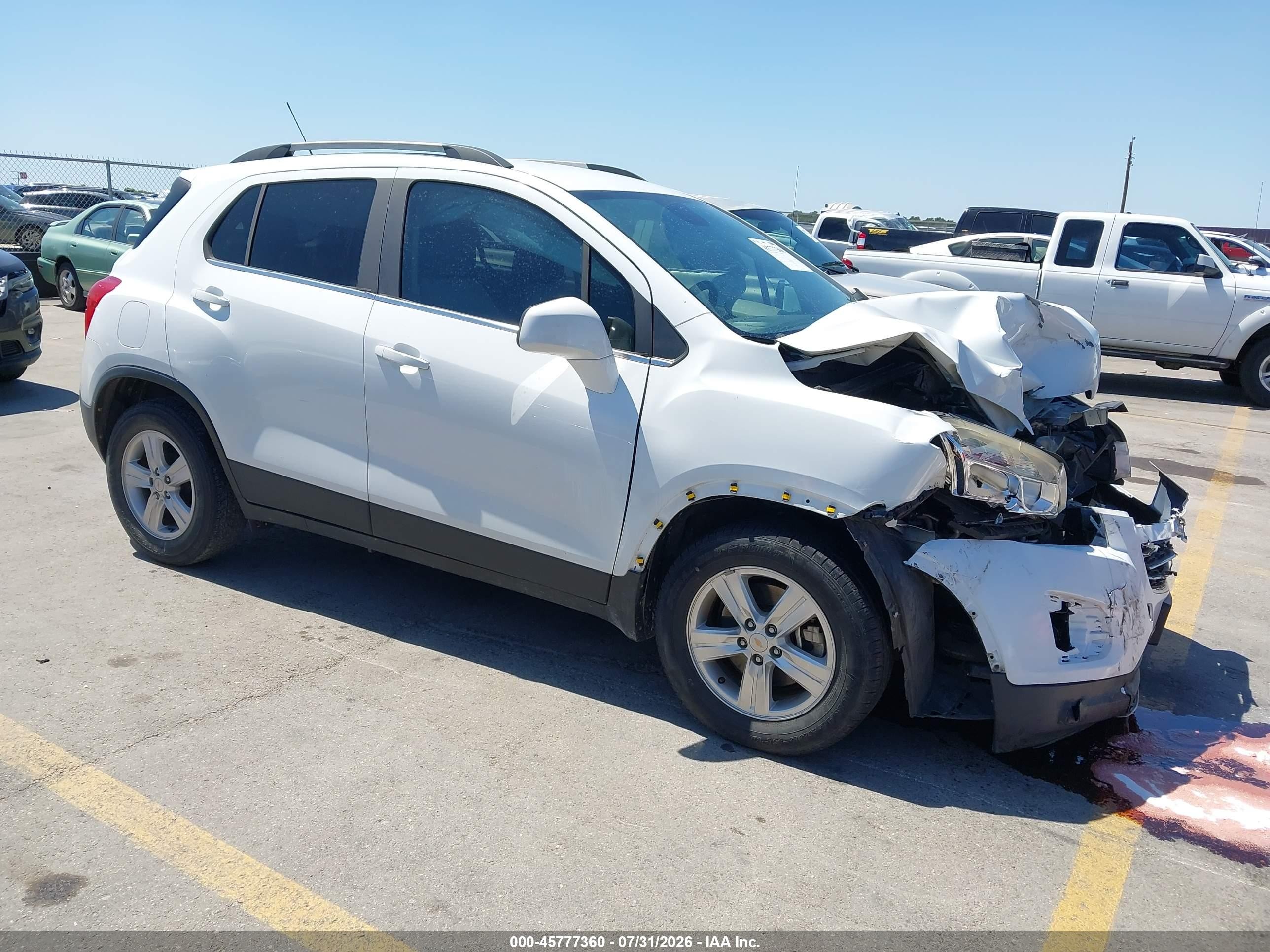 2015 Chevrolet Trax Lt White vin: KL7CJLSBXFB058718