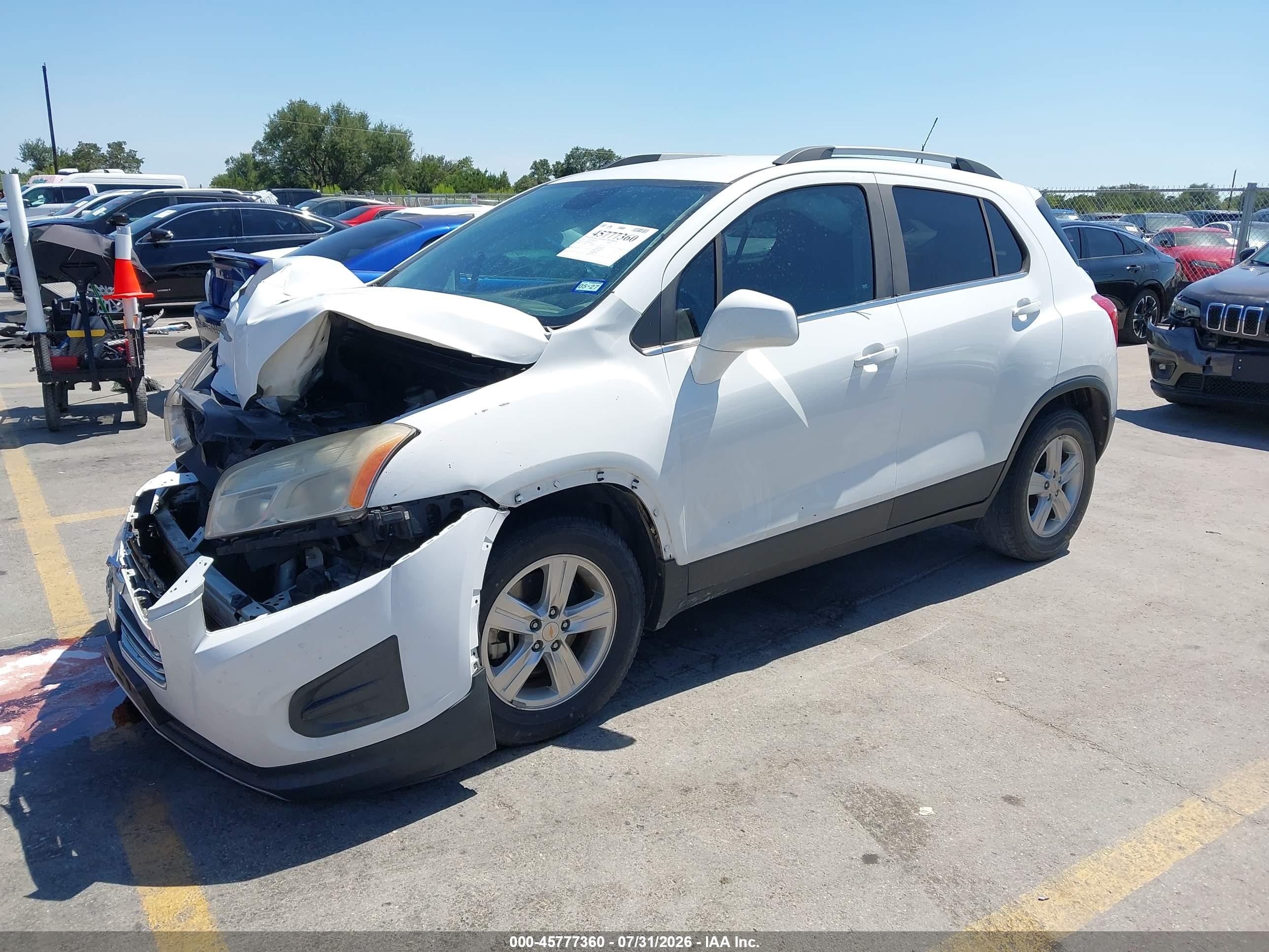 2015 Chevrolet Trax Lt White vin: KL7CJLSBXFB058718