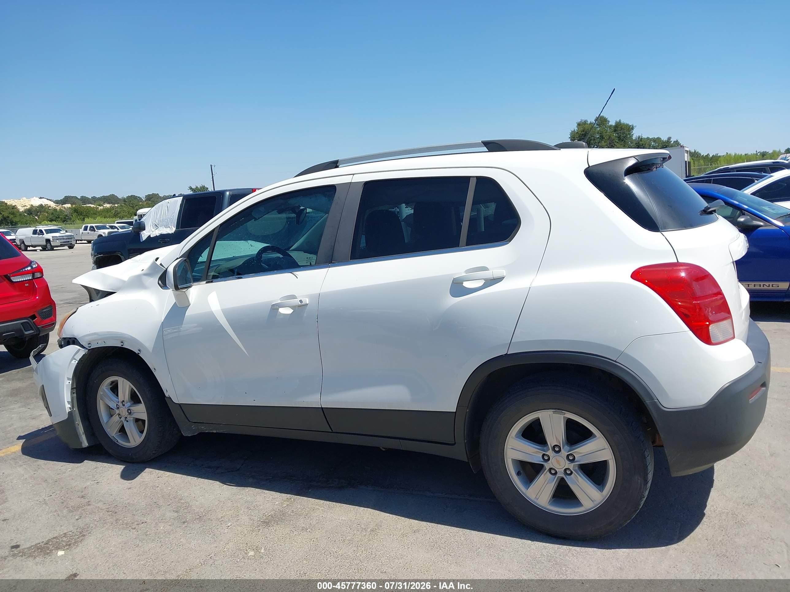 2015 Chevrolet Trax Lt White vin: KL7CJLSBXFB058718