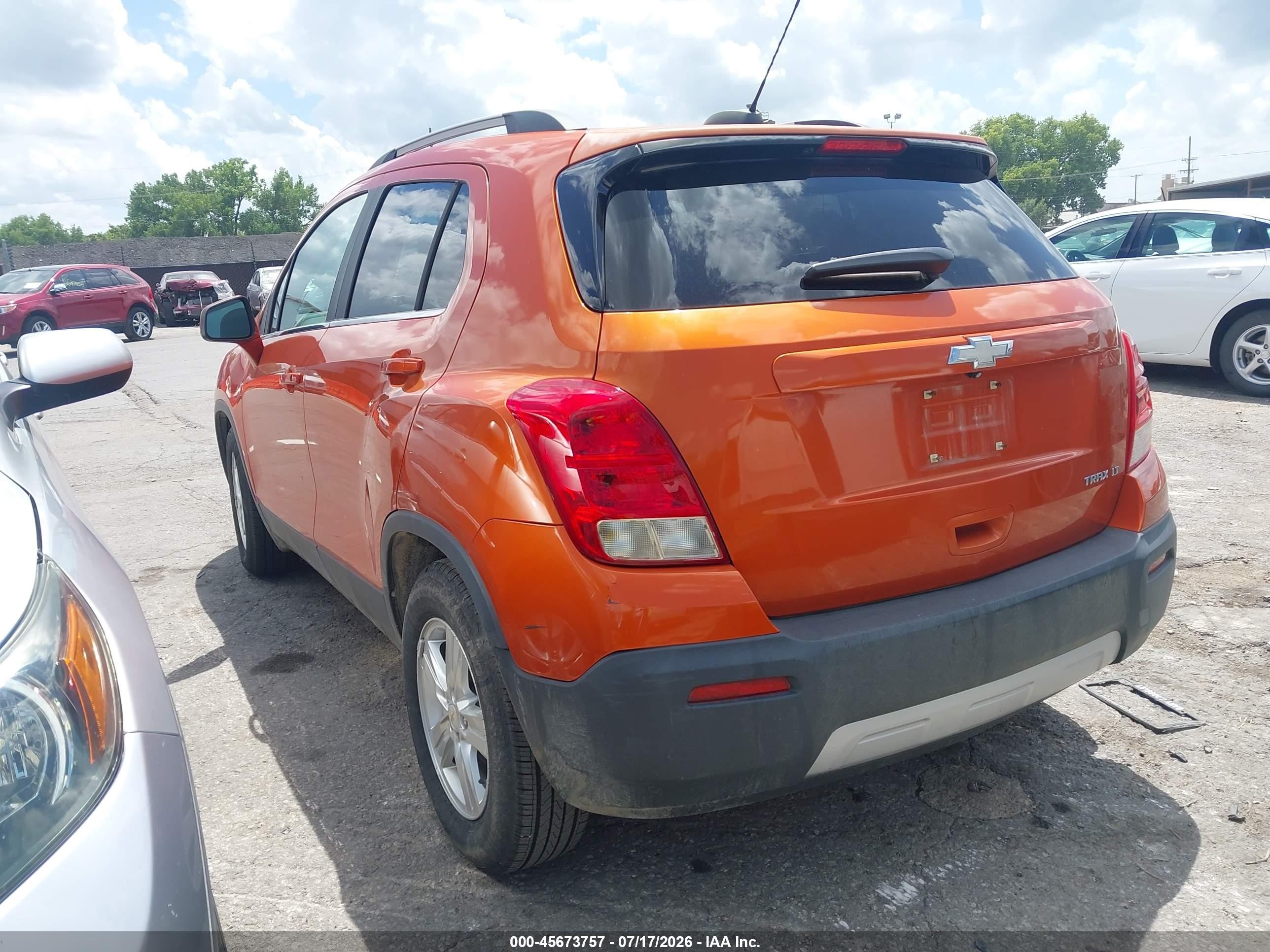 2015 Chevrolet Trax Lt Orange vin: KL7CJLSBXFB202171