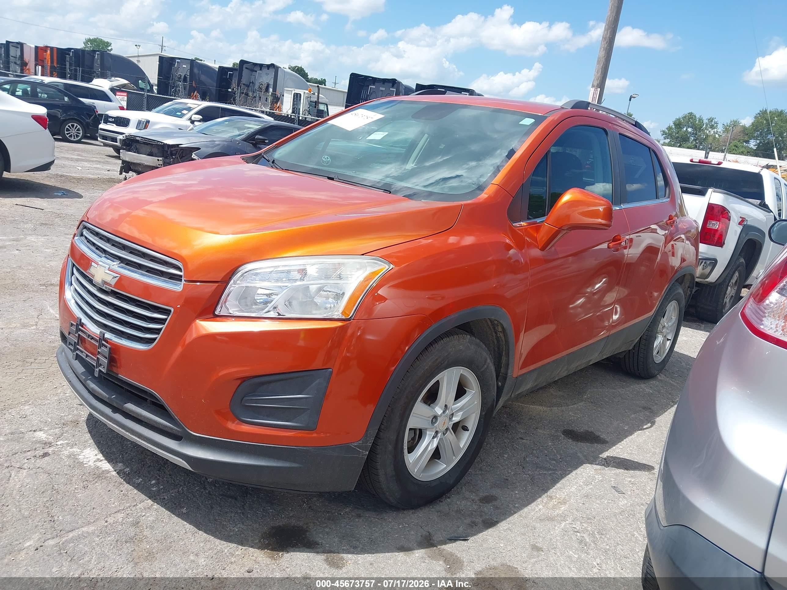 2015 Chevrolet Trax Lt Orange vin: KL7CJLSBXFB202171
