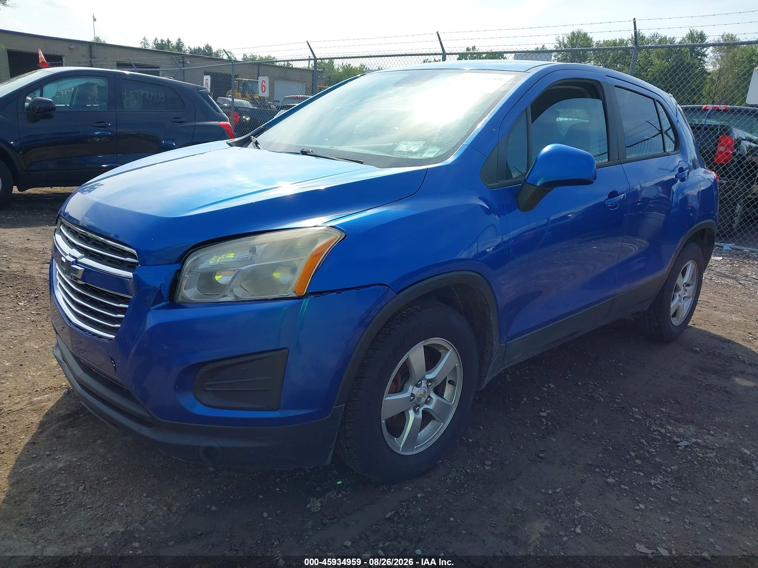 2015 Chevrolet Trax Ls Blue vin: KL7CJPSB2FB093213