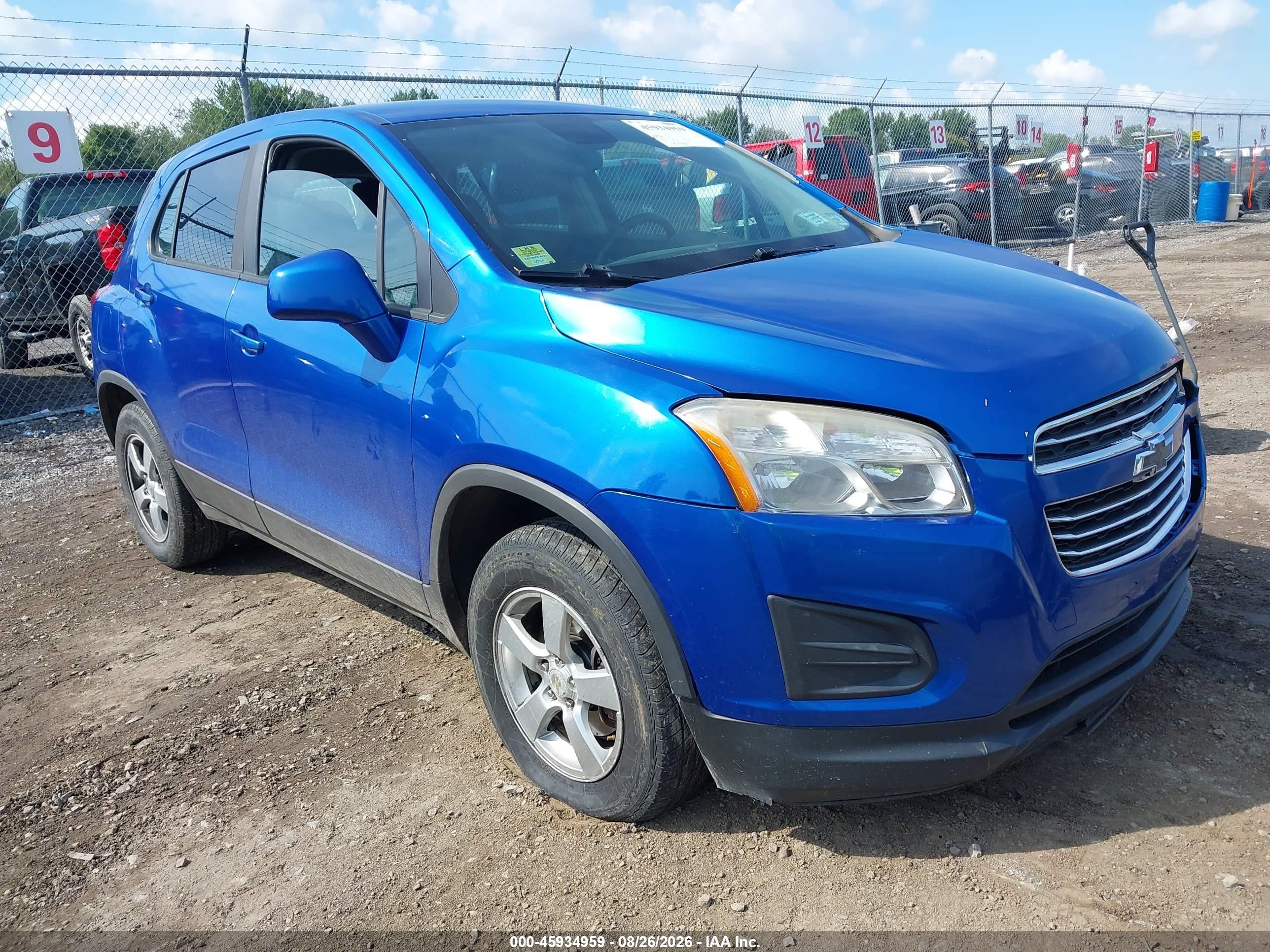 2015 Chevrolet Trax Ls Blue vin: KL7CJPSB2FB093213