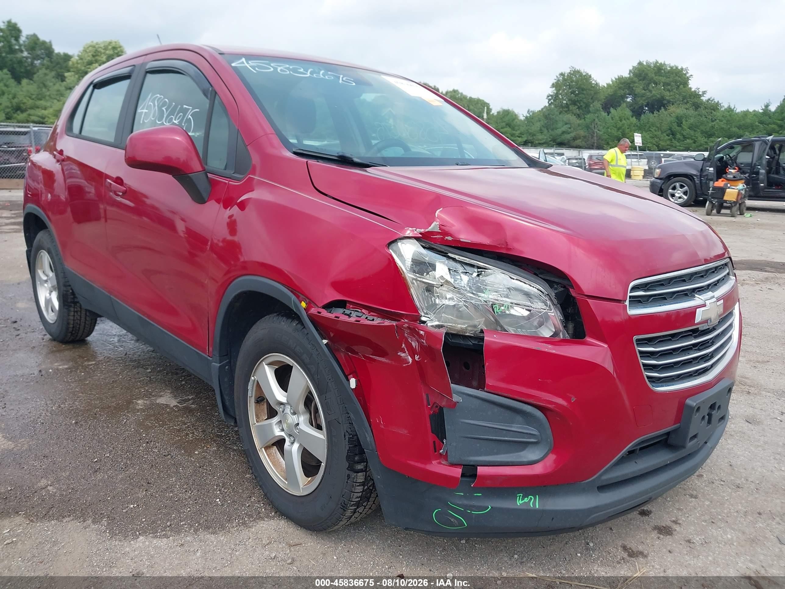2015 Chevrolet Trax Ls Red vin: KL7CJPSB6FB134667