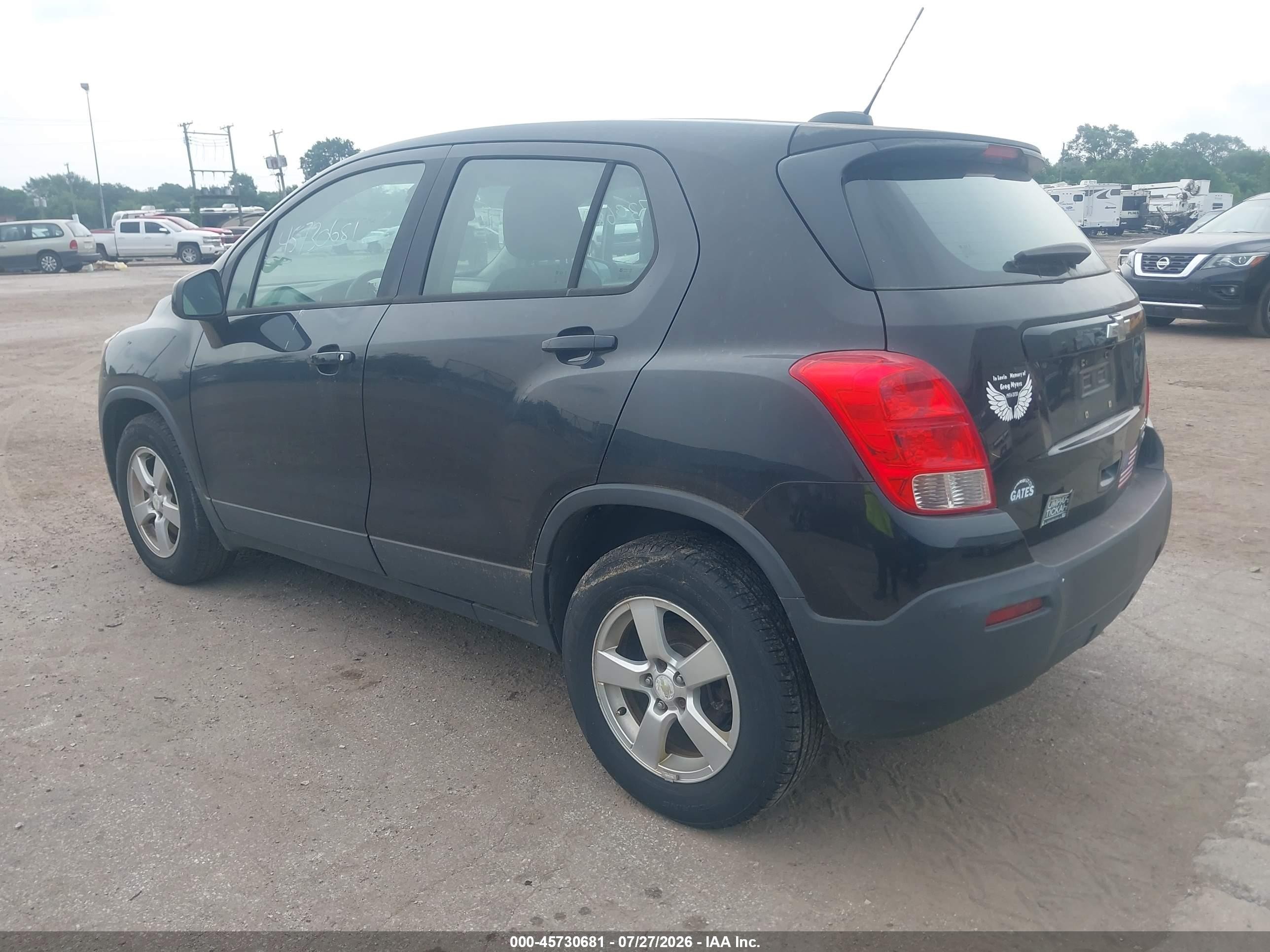 2015 Chevrolet Trax Ls Black vin: KL7CJPSB9FB072729