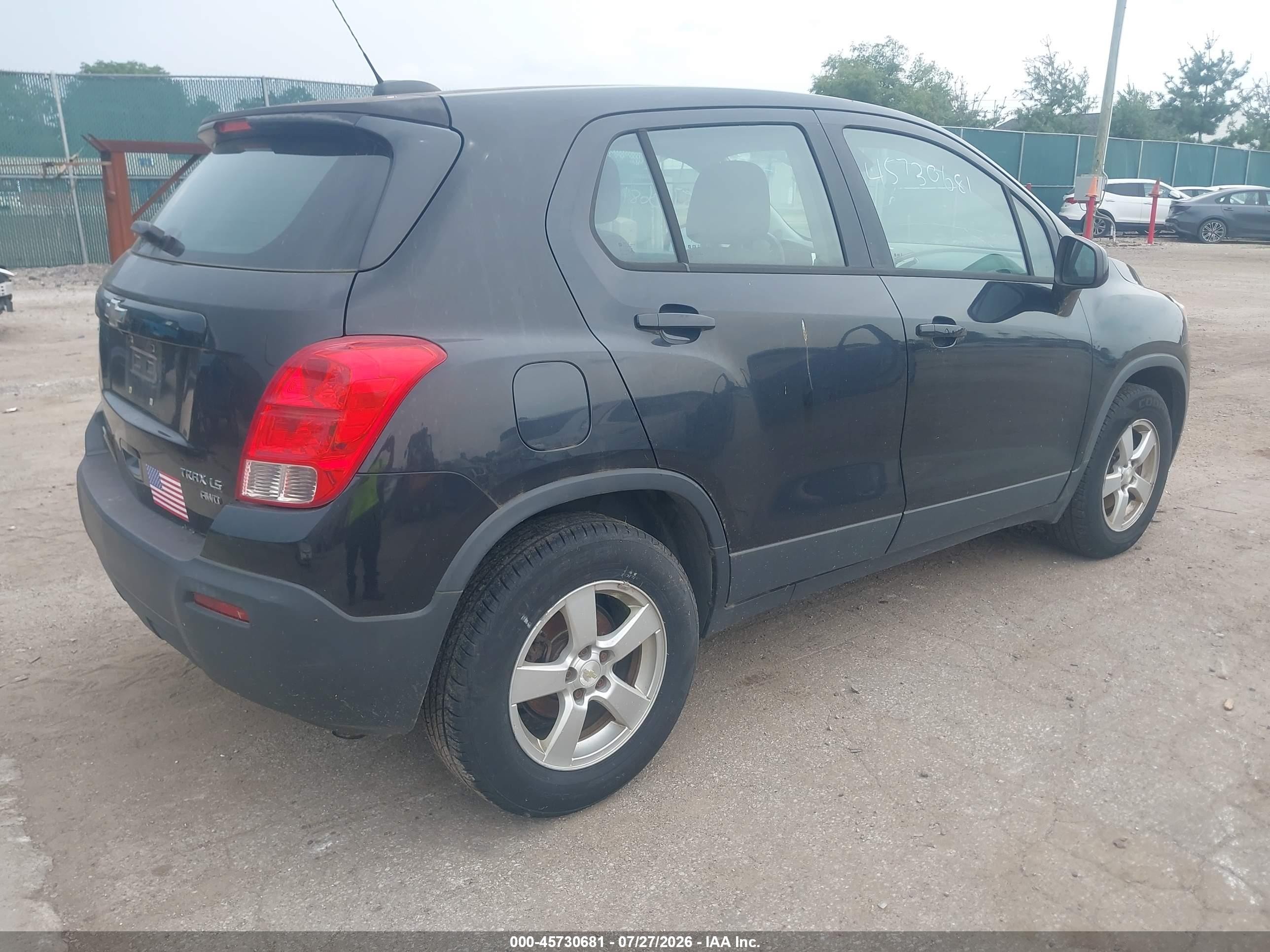 2015 Chevrolet Trax Ls Black vin: KL7CJPSB9FB072729