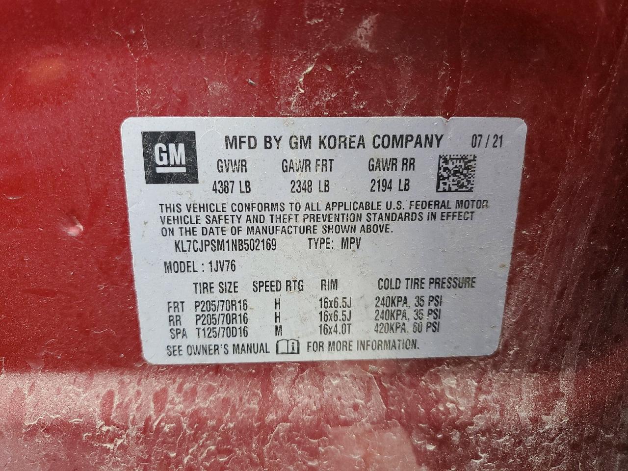 2022 Chevrolet Trax 1lt Red vin: KL7CJPSM1NB502169