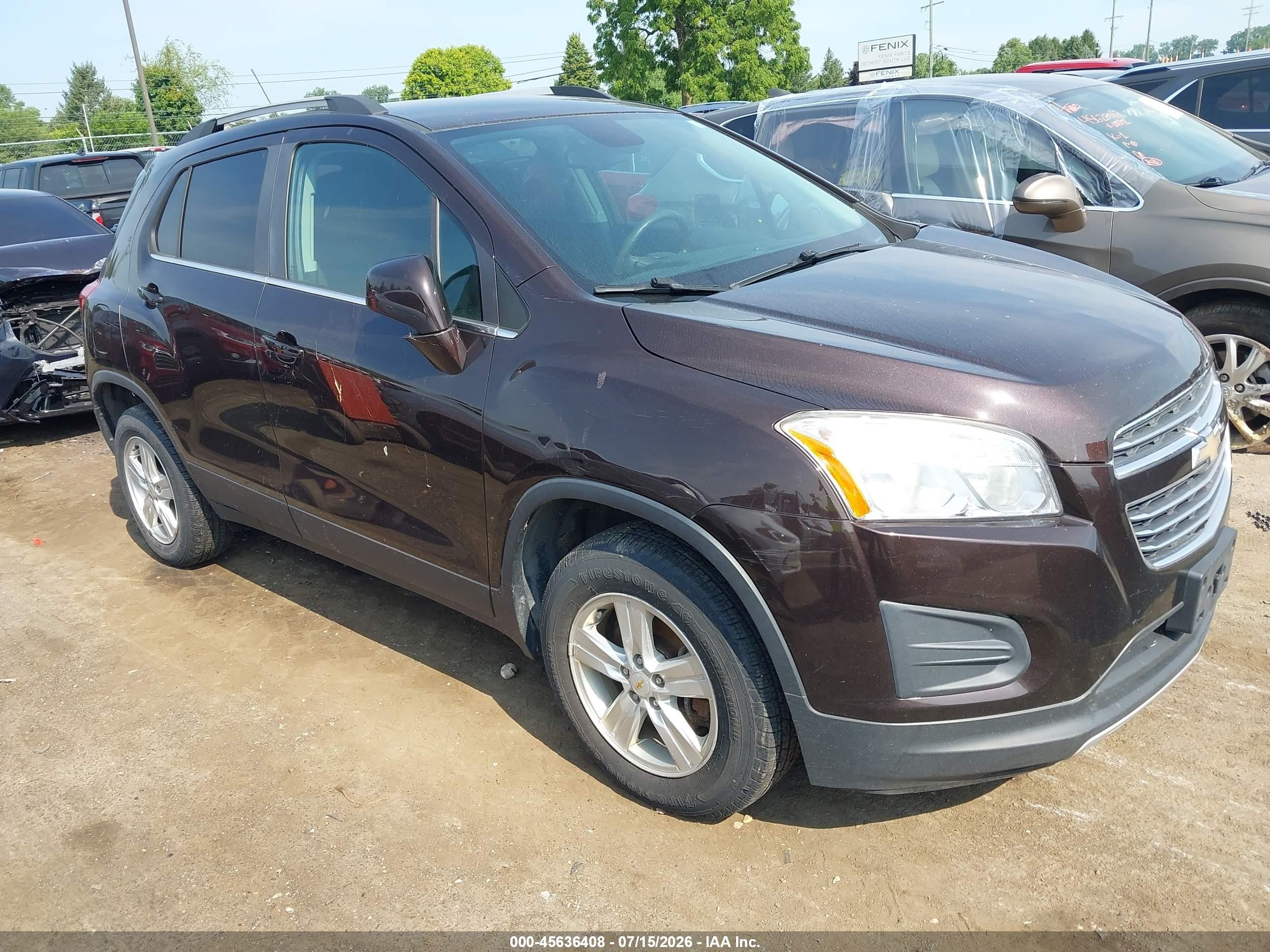 2015 Chevrolet Trax Lt Burgundy vin: KL7CJRSB1FB242562