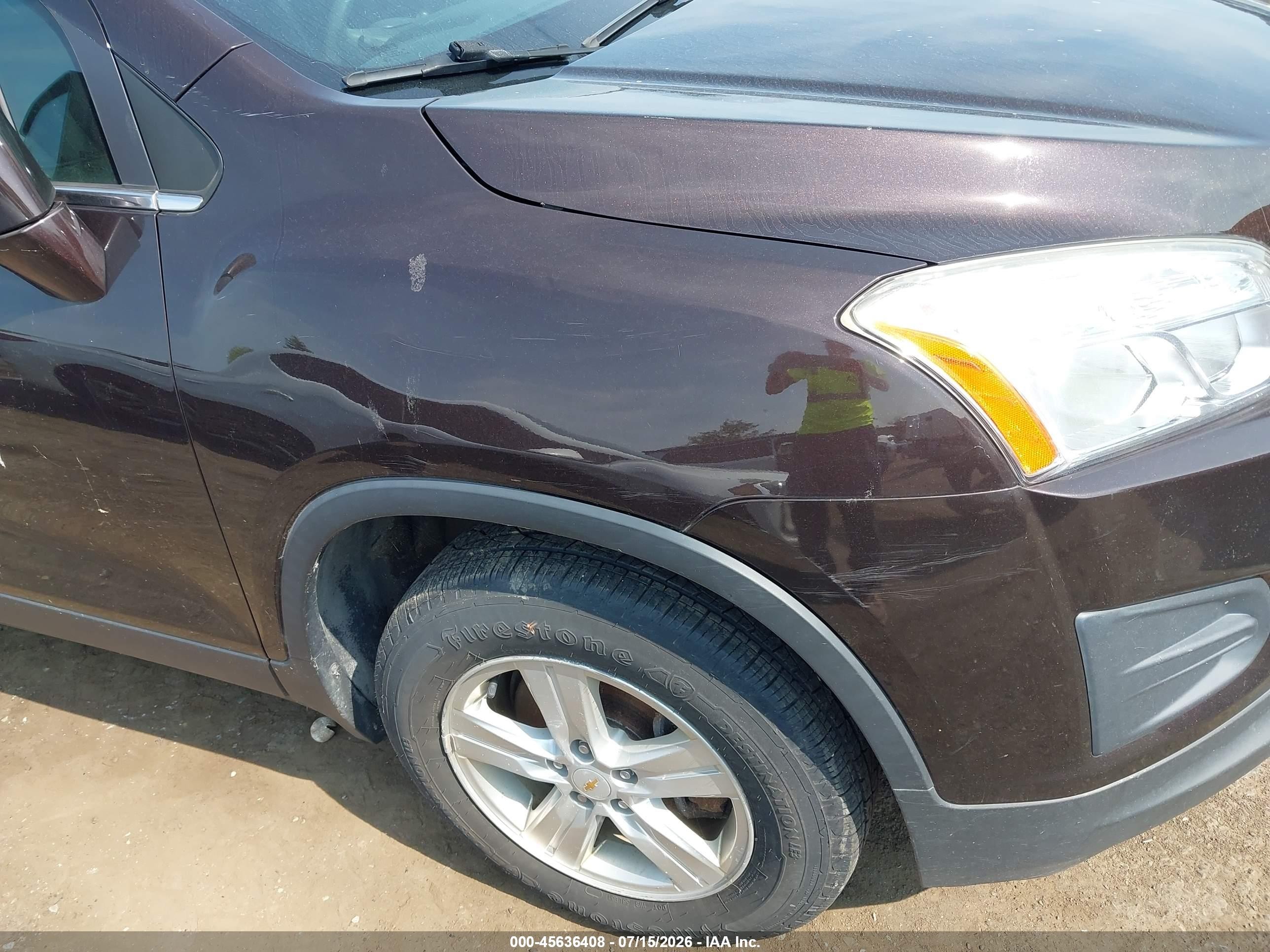 2015 Chevrolet Trax Lt Burgundy vin: KL7CJRSB1FB242562