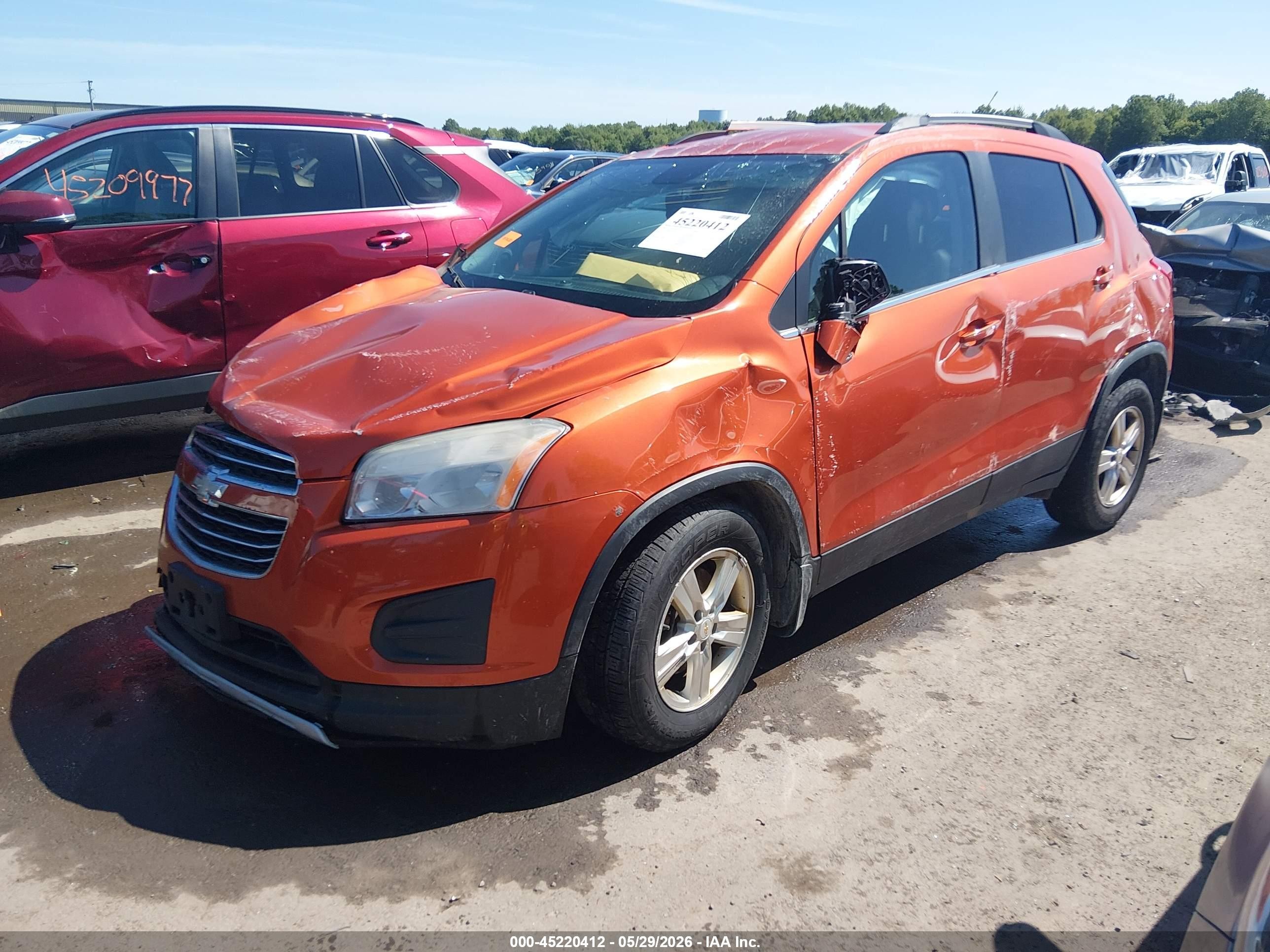 2015 Chevrolet Trax Lt Orange vin: KL7CJRSB2FB092347