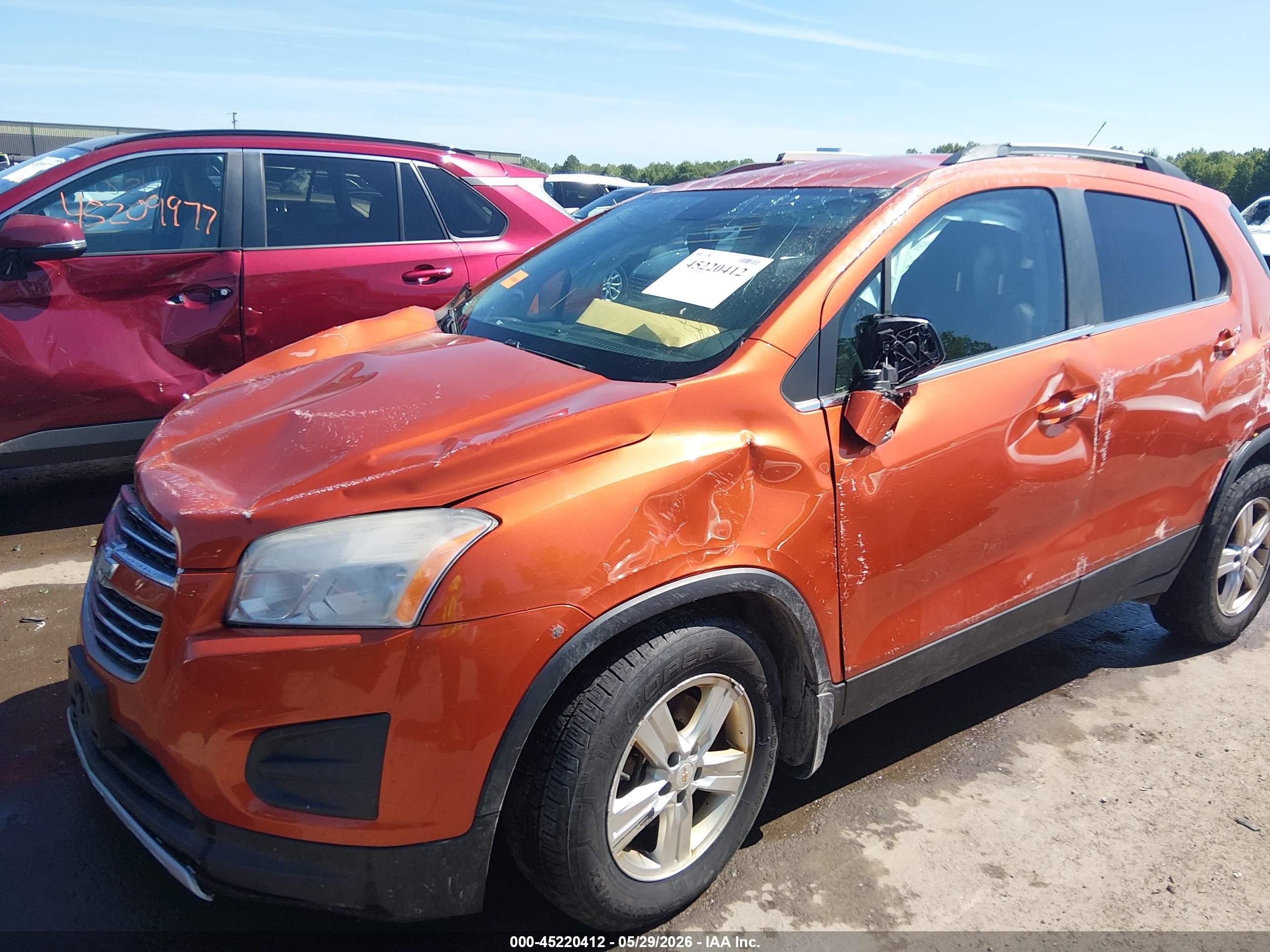 2015 Chevrolet Trax Lt Orange vin: KL7CJRSB2FB092347