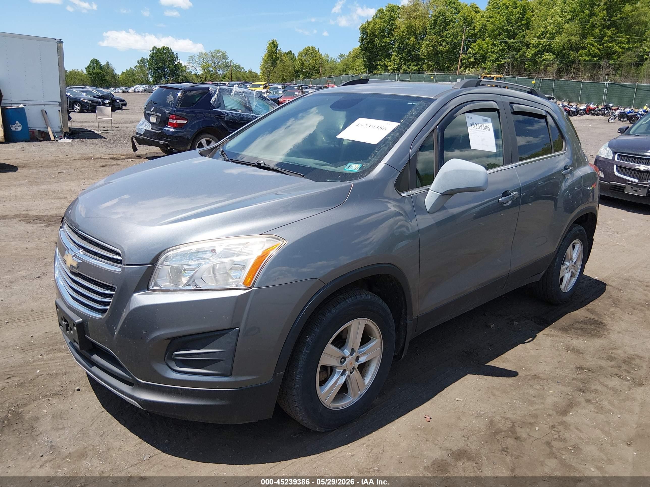 2015 Chevrolet Trax Lt Серый vin: KL7CJRSB5FB072321