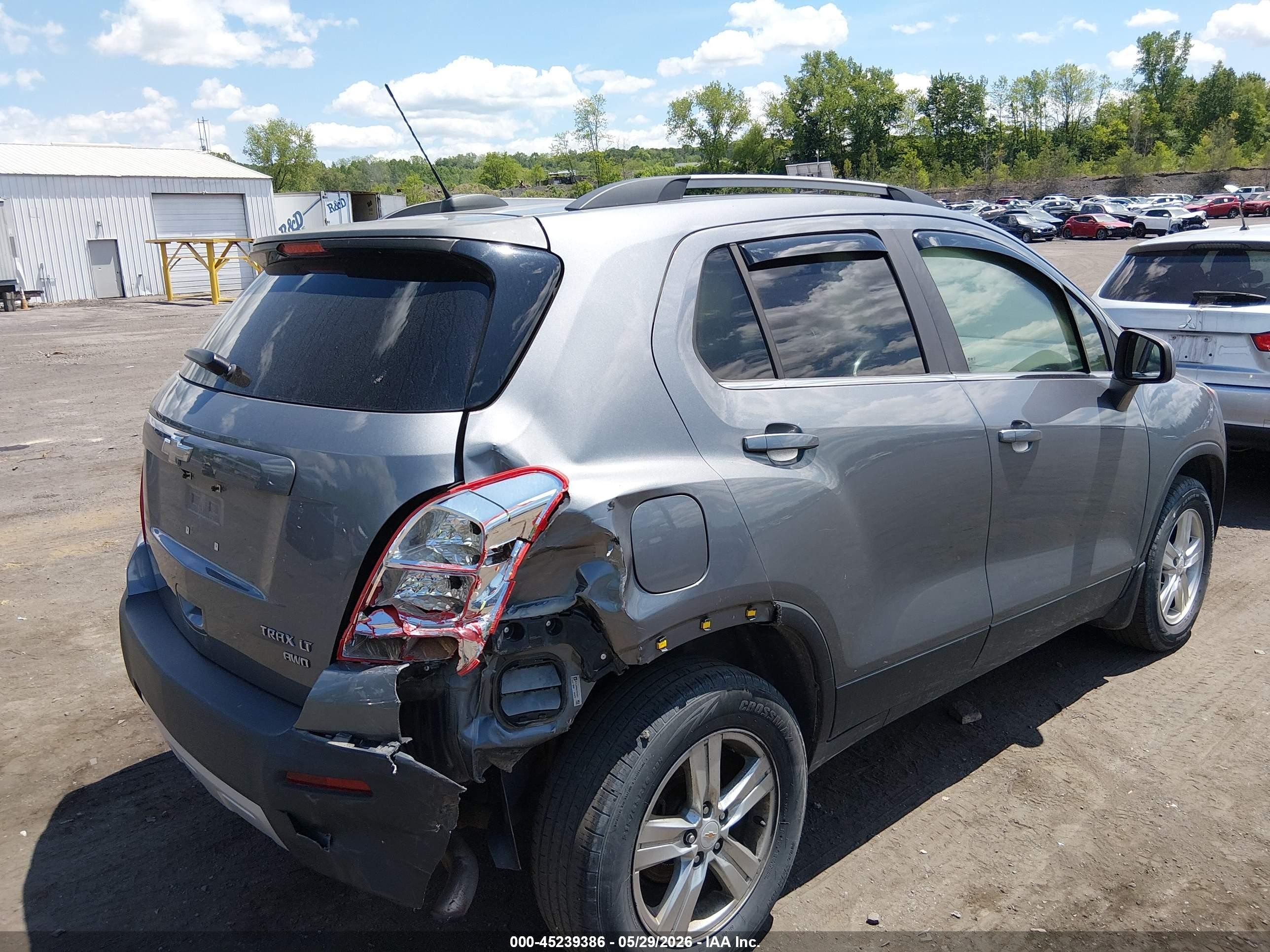 2015 Chevrolet Trax Lt Серый vin: KL7CJRSB5FB072321