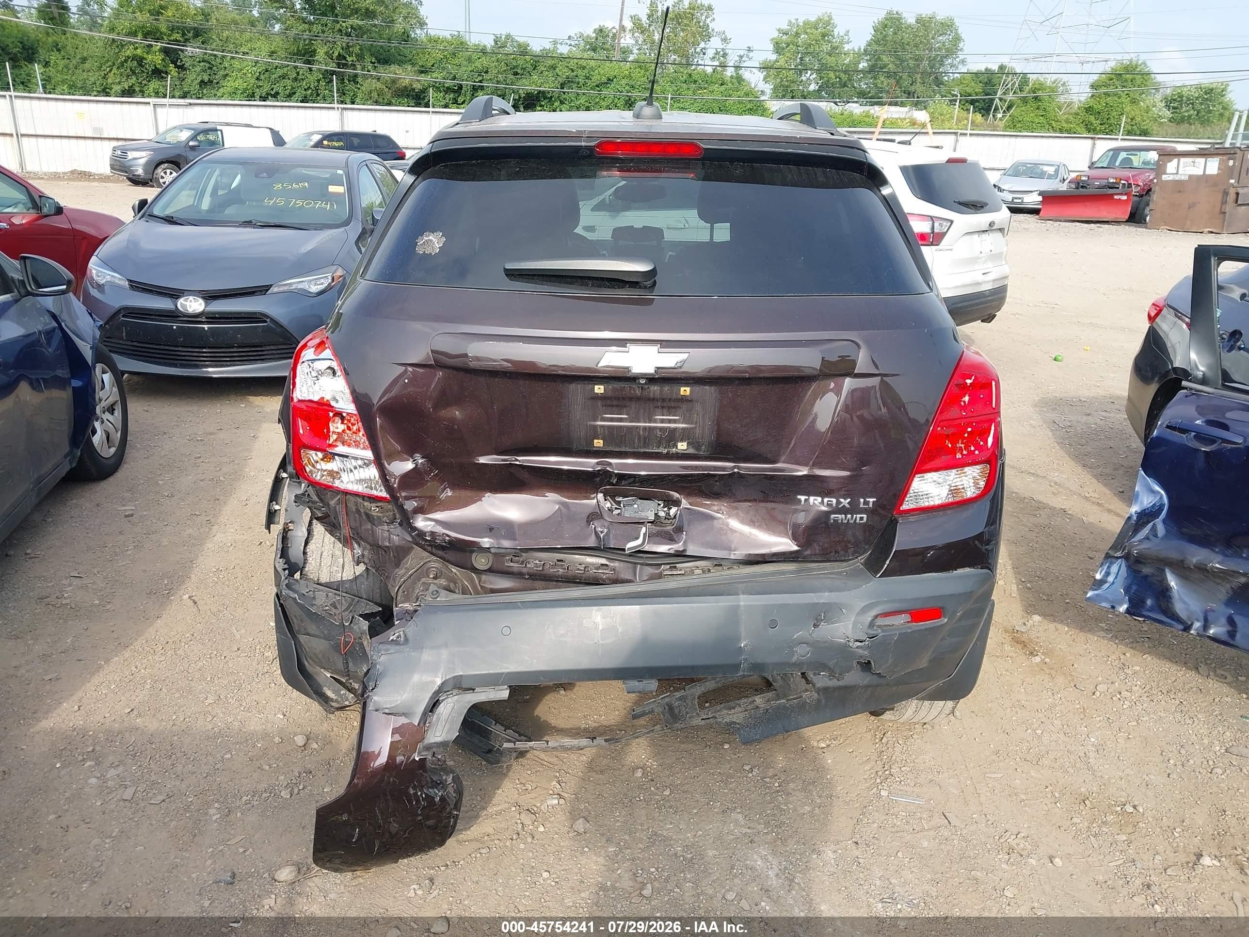 2015 Chevrolet Trax Lt Brown vin: KL7CJRSB6FB101583