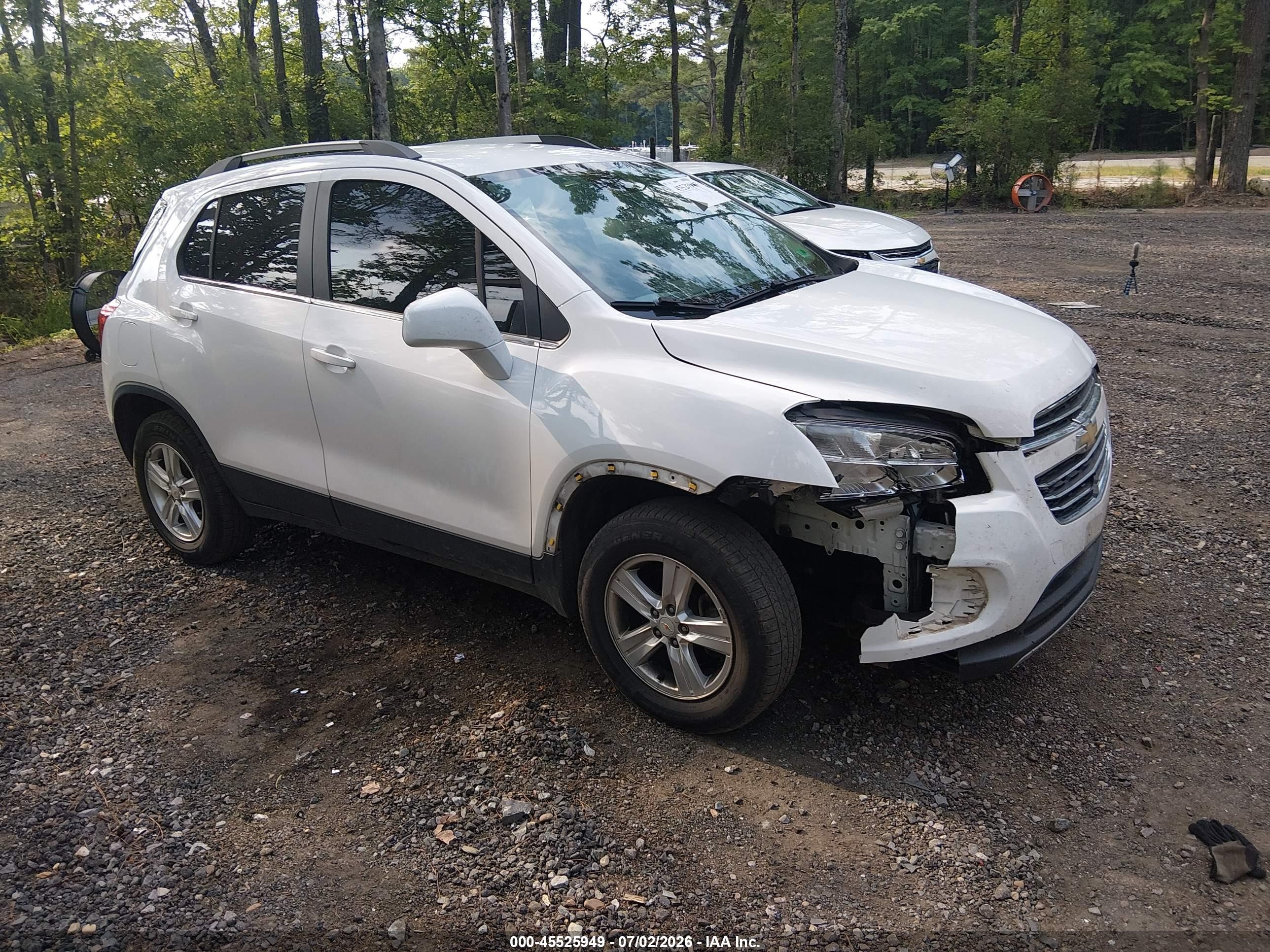2015 Chevrolet Trax Lt White vin: KL7CJRSB6FB203241