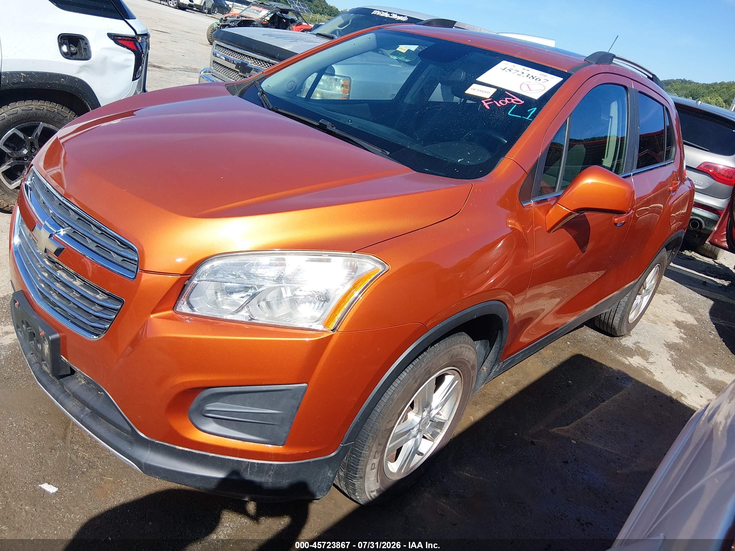 2015 Chevrolet Trax Lt Orange vin: KL7CJRSB7FB183033