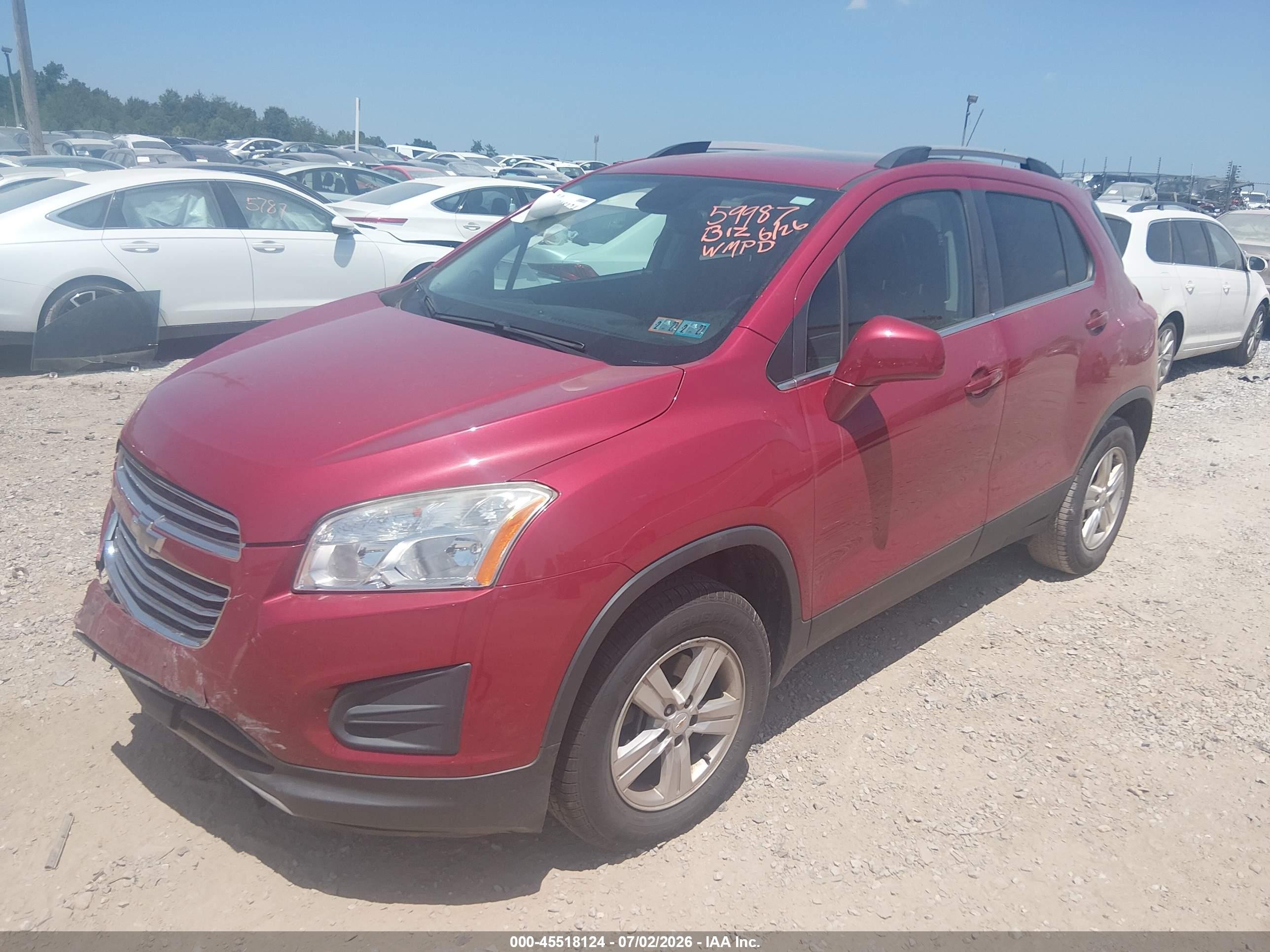 2015 Chevrolet Trax Lt Red vin: KL7CJRSB9FB239151