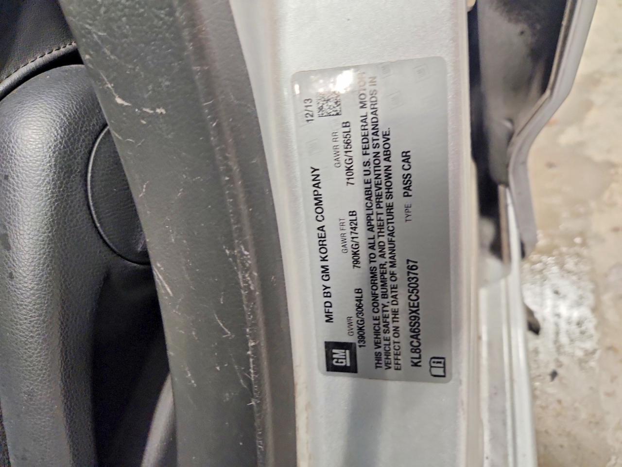 2014 Chevrolet Spark Ls Silver vin: KL8CA6S9XEC503767