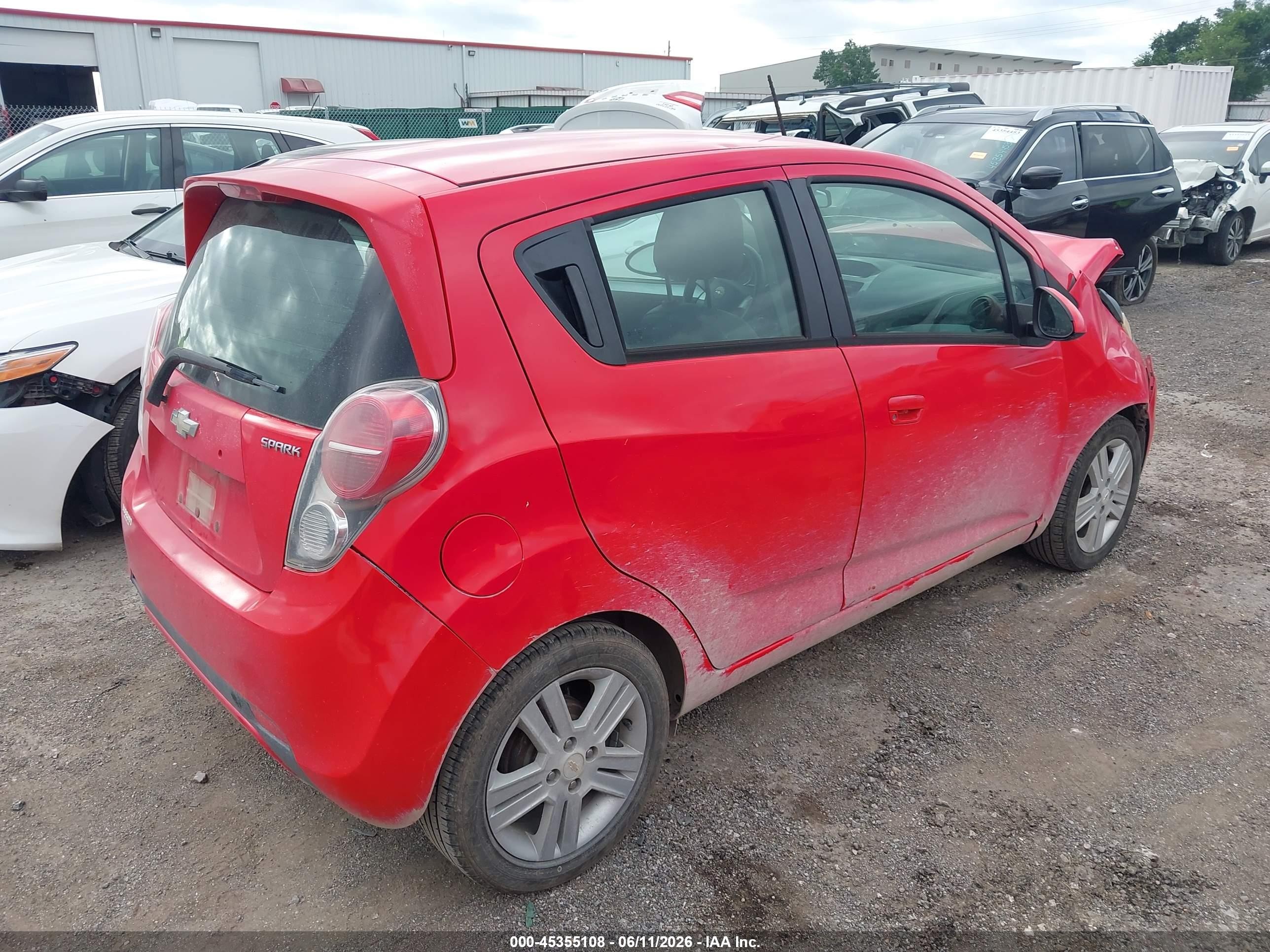 2013 Chevrolet Spark Ls Auto Red vin: KL8CB6S91DC597145