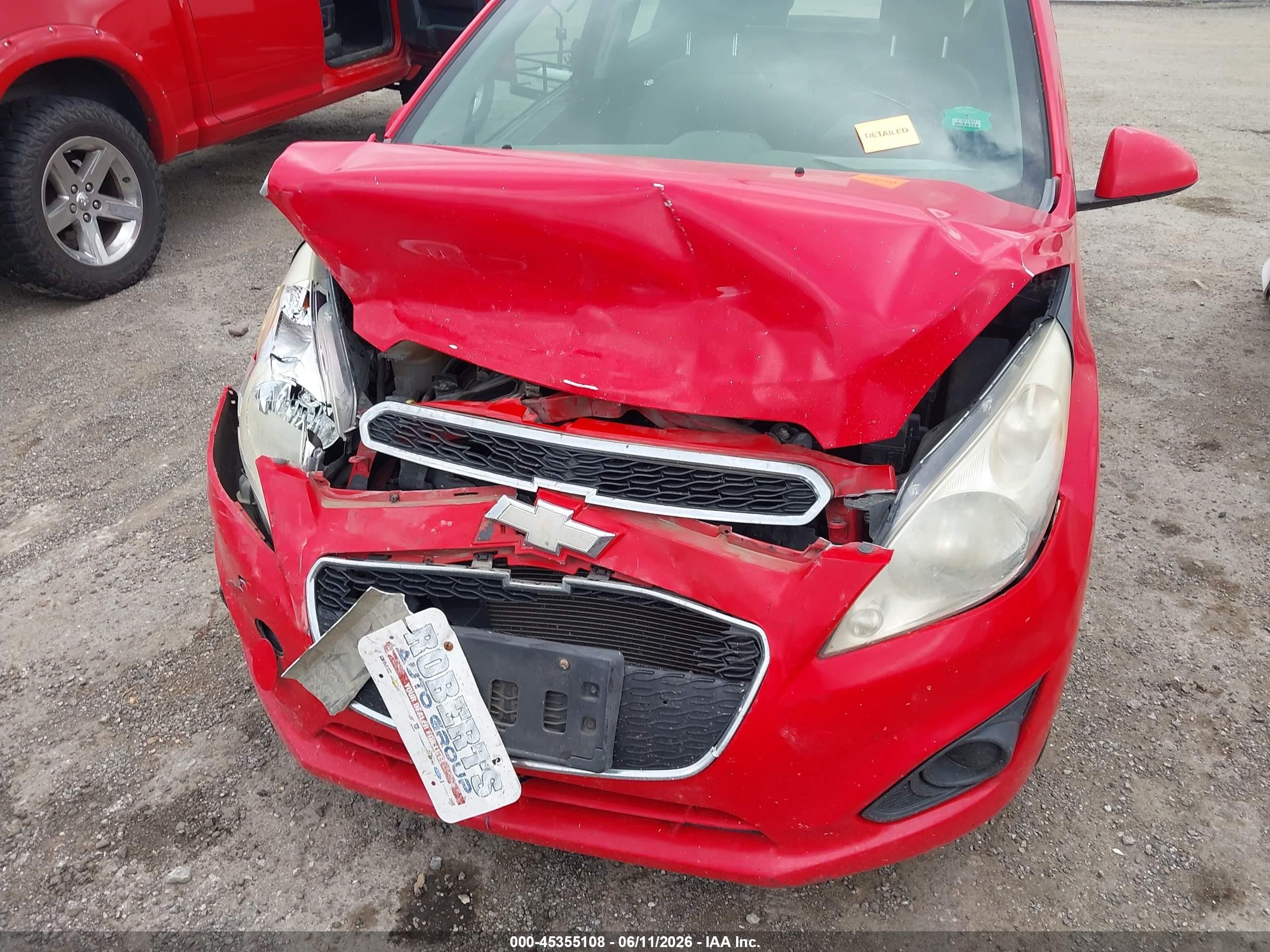 2013 Chevrolet Spark Ls Auto Red vin: KL8CB6S91DC597145