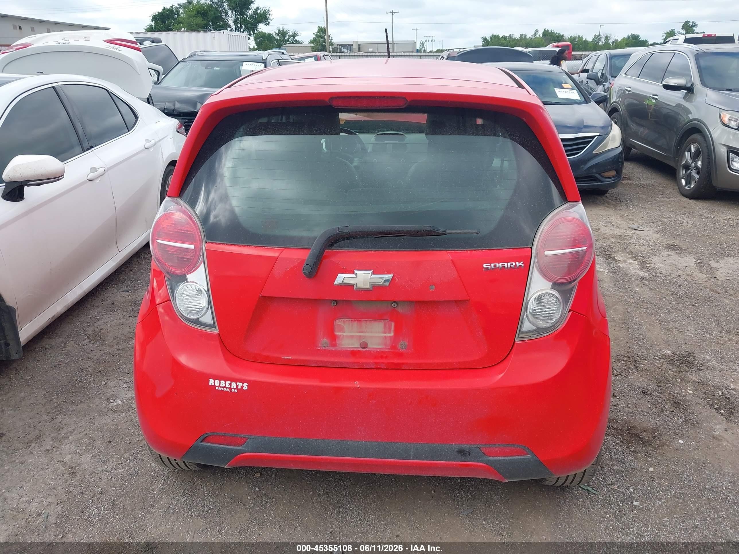 2013 Chevrolet Spark Ls Auto Red vin: KL8CB6S91DC597145