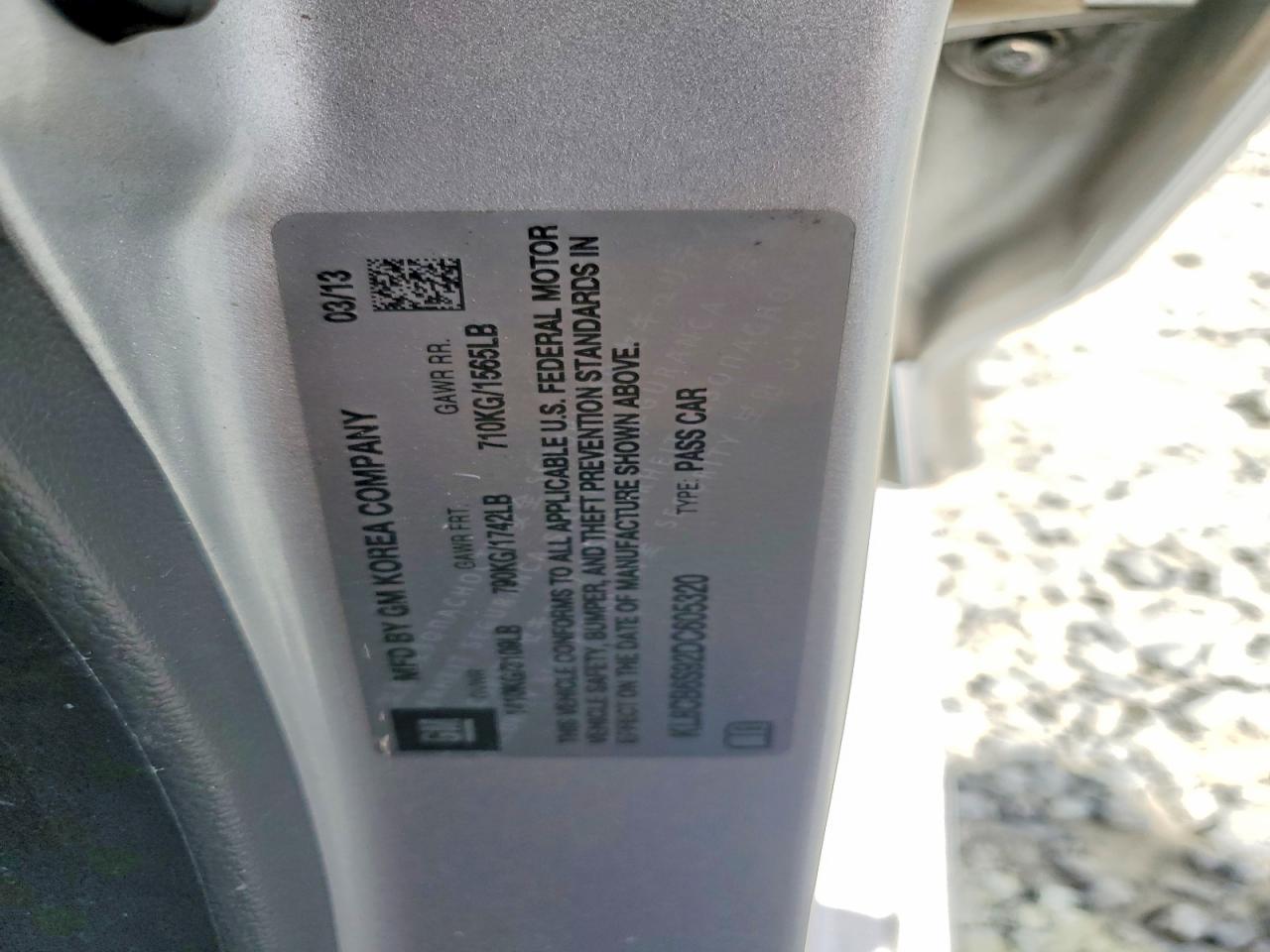 2013 Chevrolet Spark Ls Silver vin: KL8CB6S92DC605320