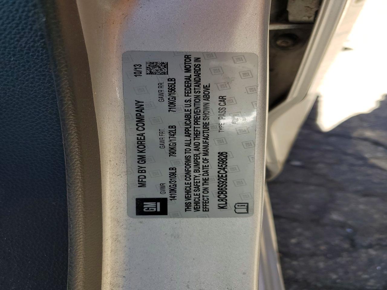 2014 Chevrolet Spark Ls Silver vin: KL8CB6S92EC459826
