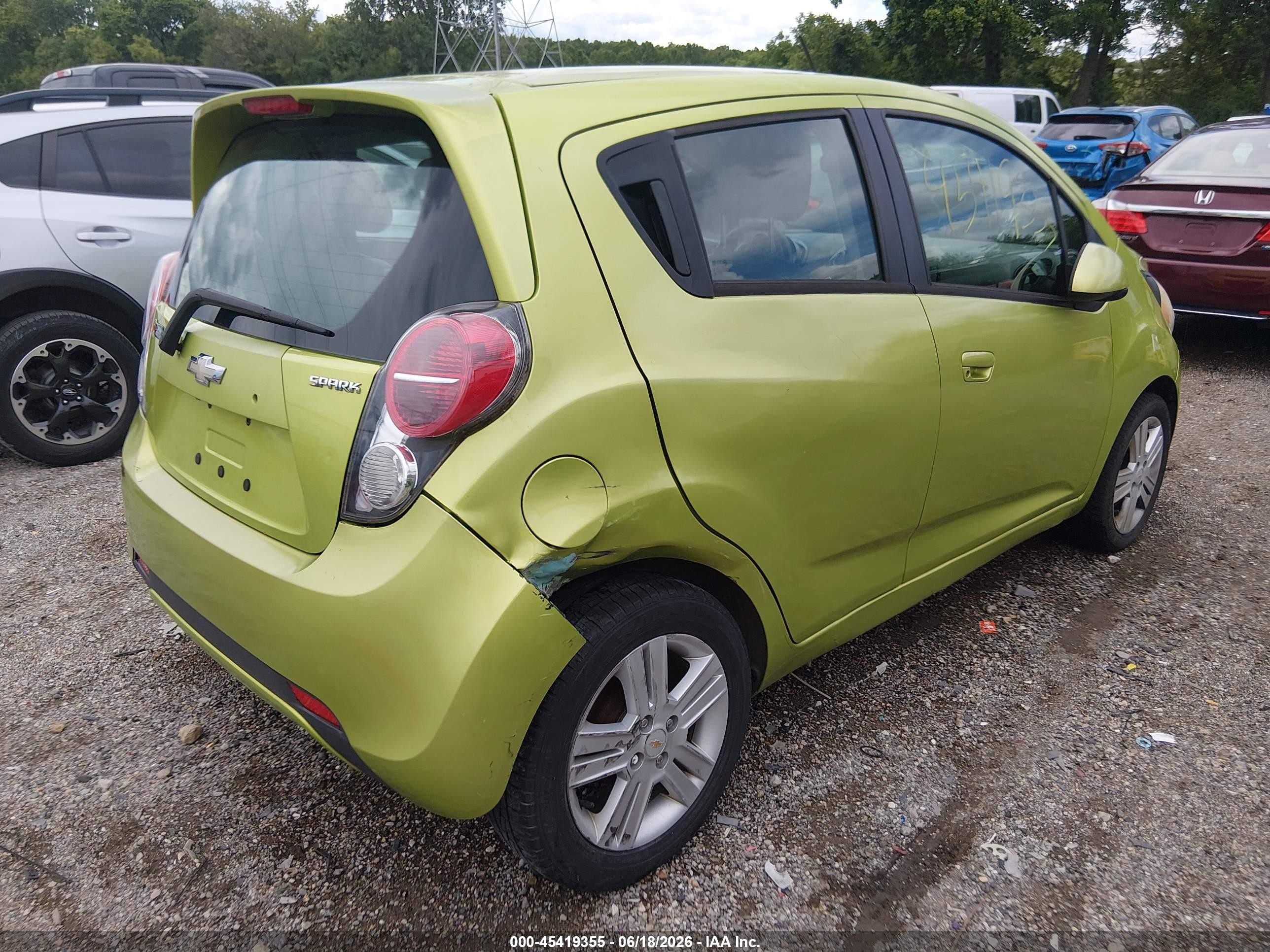 2013 Chevrolet Spark Ls Auto Green vin: KL8CB6S93DC500530