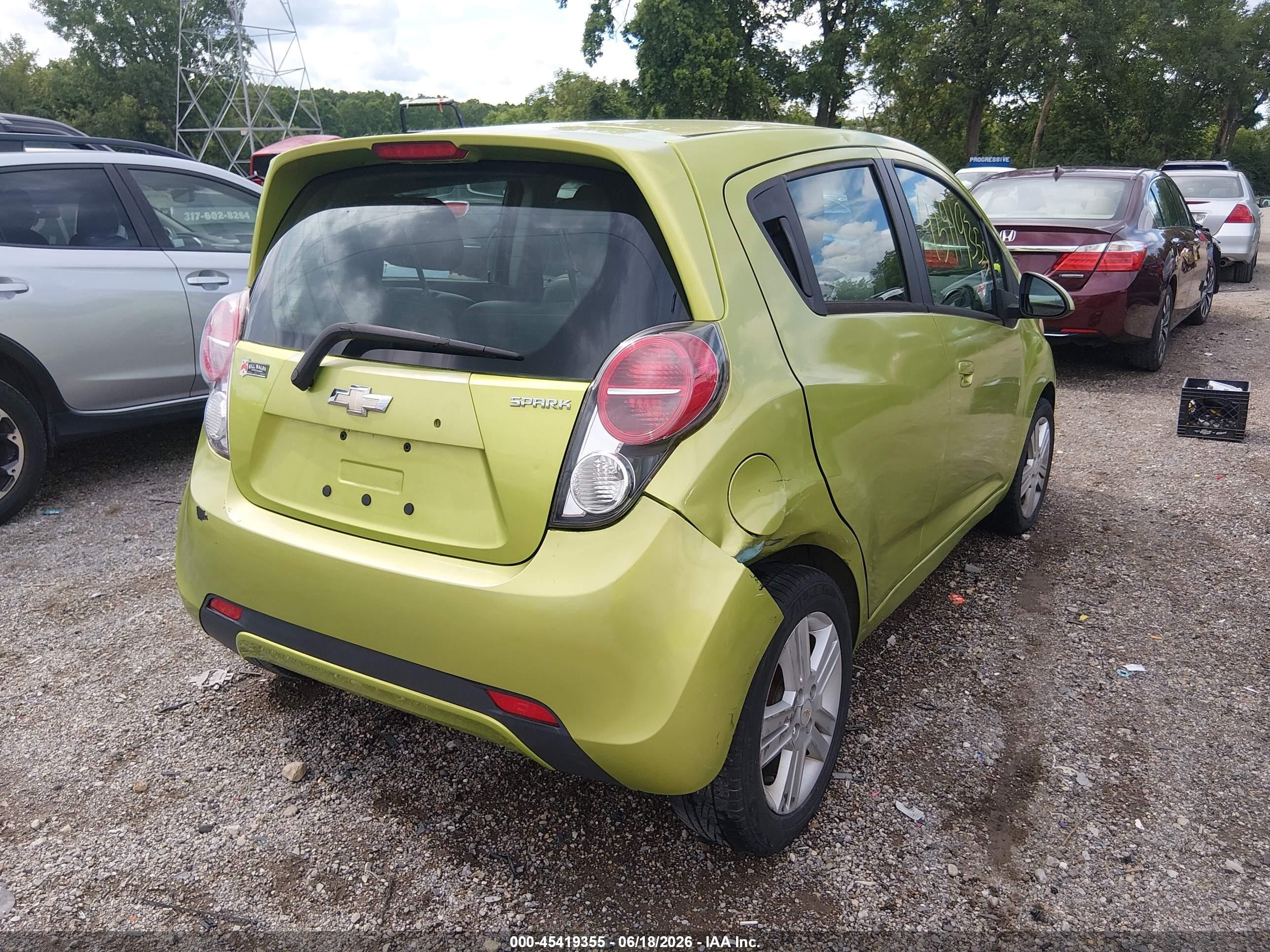 2013 Chevrolet Spark Ls Auto Green vin: KL8CB6S93DC500530