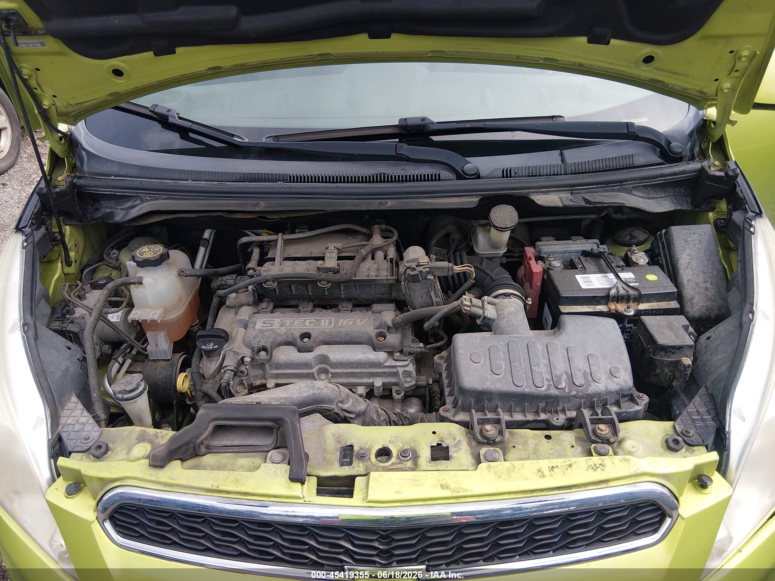 2013 Chevrolet Spark Ls Auto Green vin: KL8CB6S93DC500530