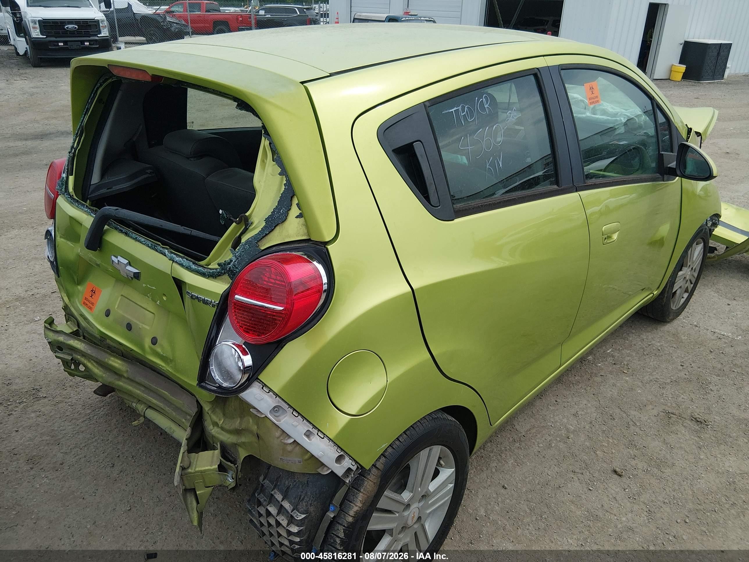 2013 Chevrolet Spark Ls Auto Green vin: KL8CB6S95DC510945
