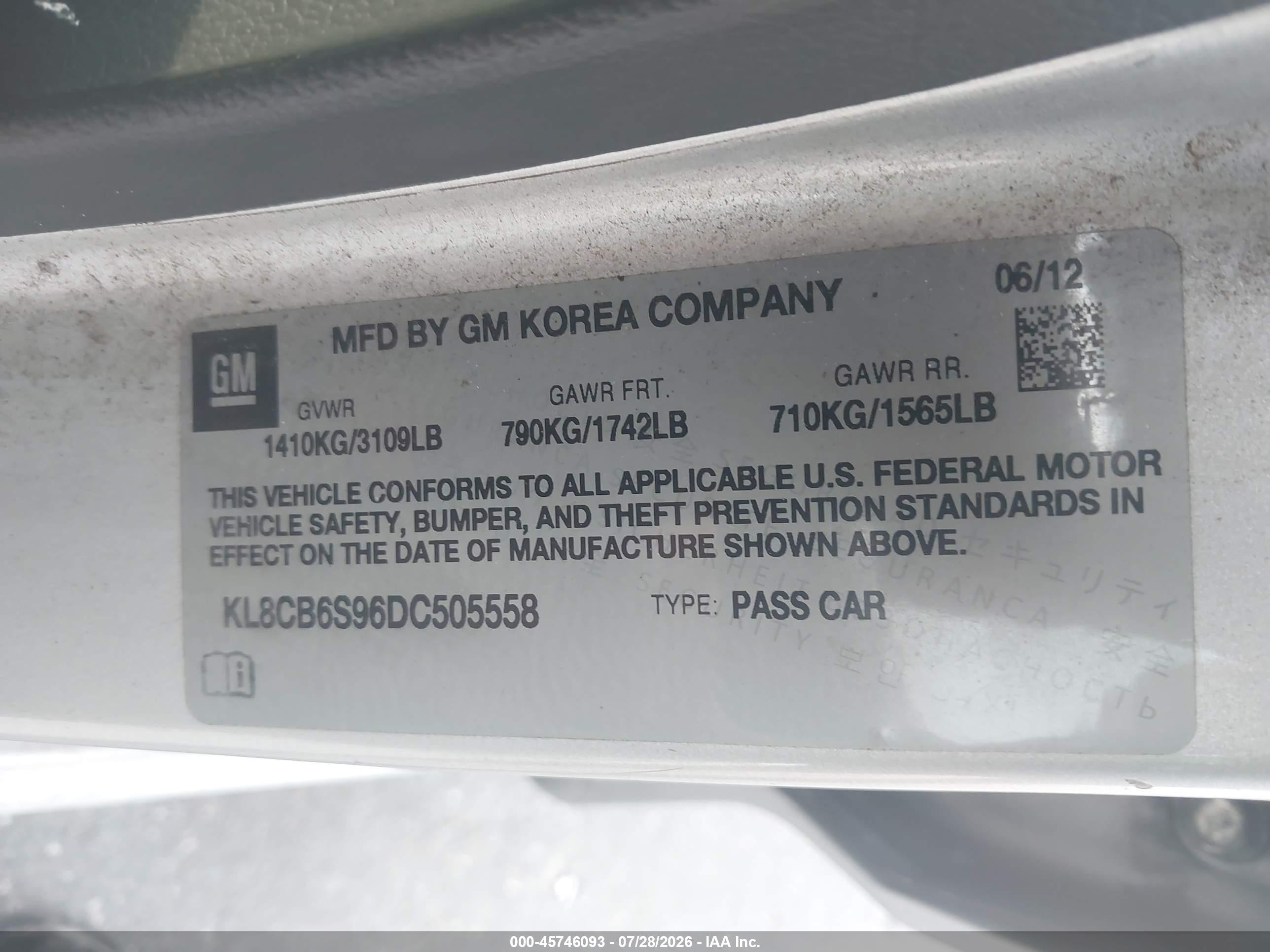 2013 Chevrolet Spark Ls Auto Silver vin: KL8CB6S96DC505558