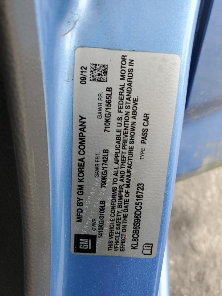 2013 Chevrolet Spark Blue vin: KL8CB6S96DC516723