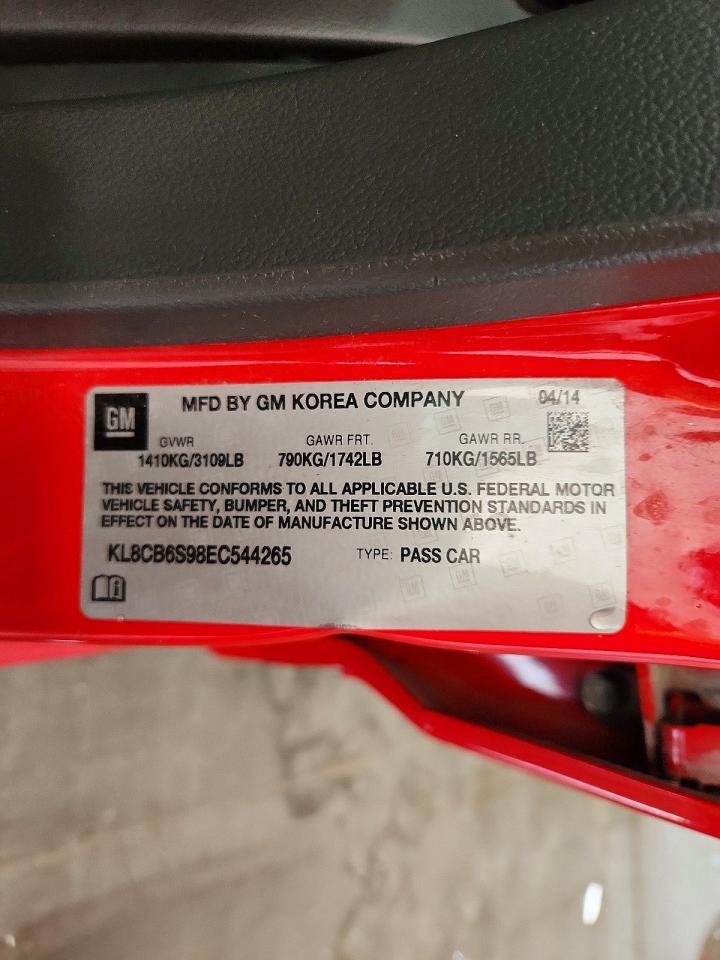 2014 Chevrolet Spark Ls Красный vin: KL8CB6S98EC544265