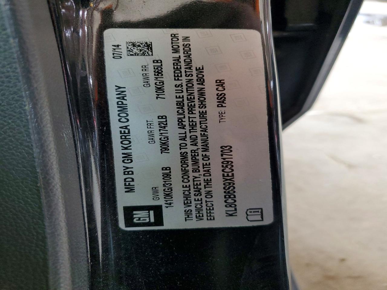 2014 Chevrolet Spark Ls Black vin: KL8CB6S9XEC591703