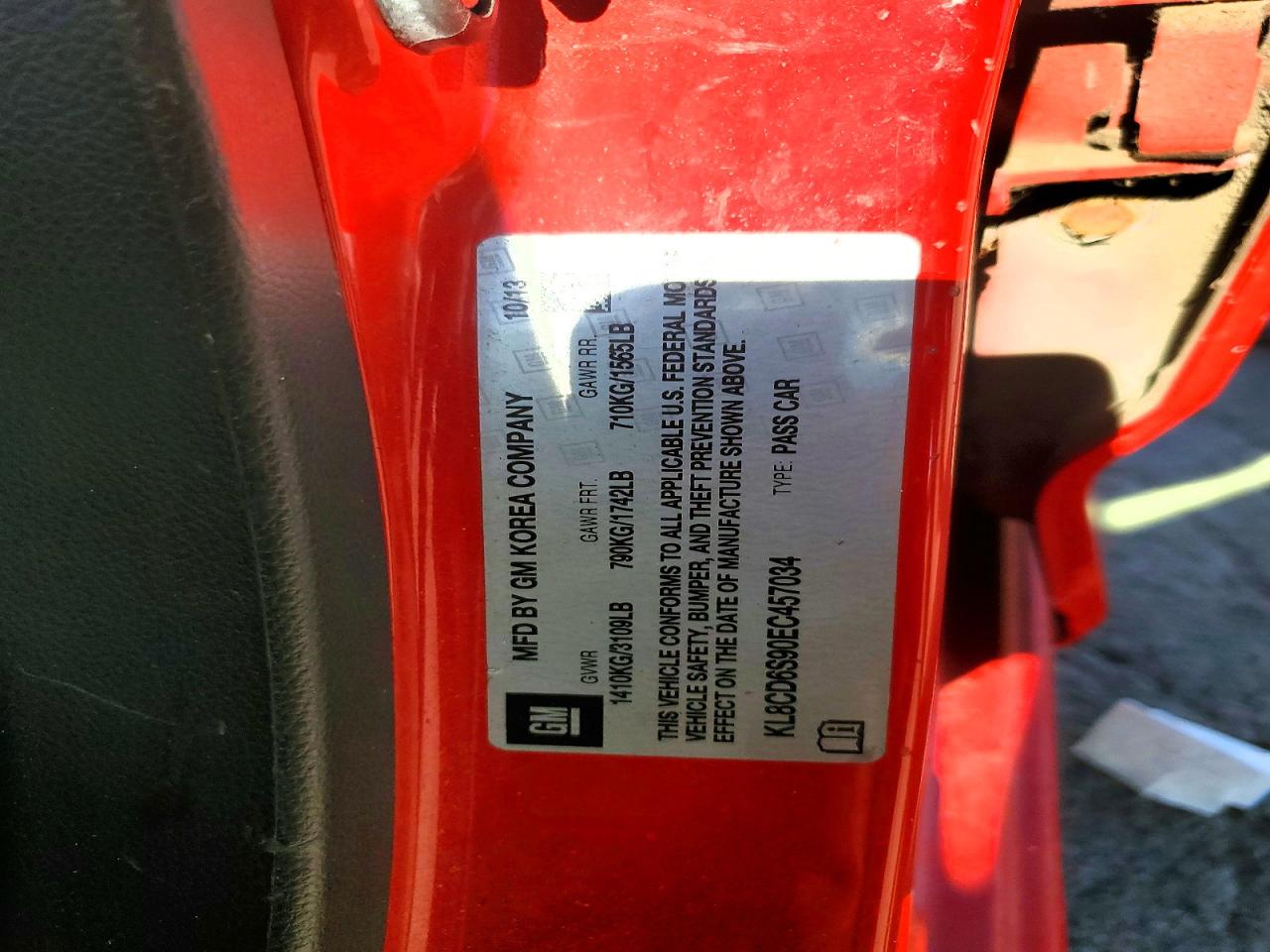 2014 Chevrolet Spark 1lt Red vin: KL8CD6S90EC457034