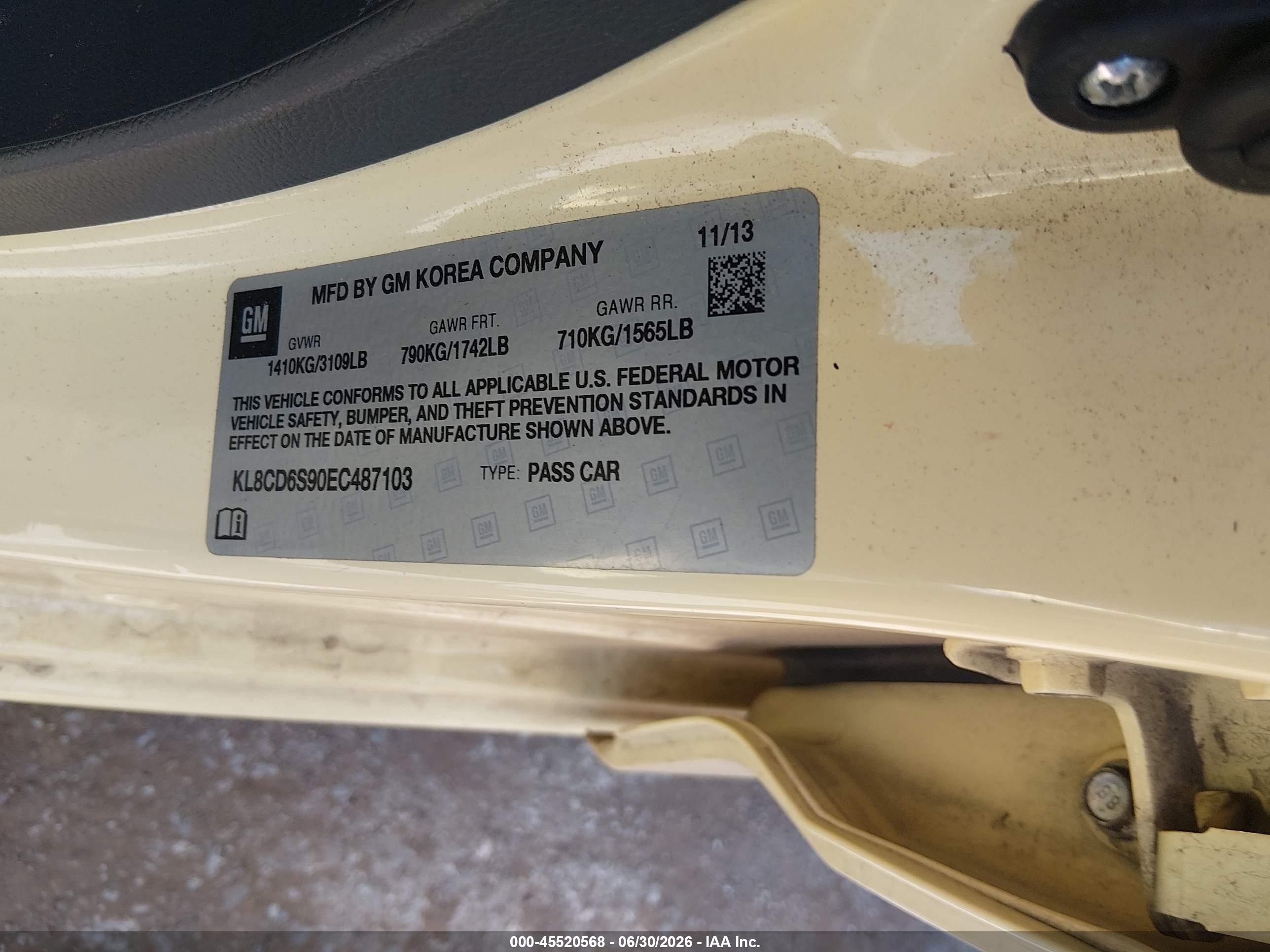 2014 Chevrolet Spark 1lt Auto Yellow vin: KL8CD6S90EC487103