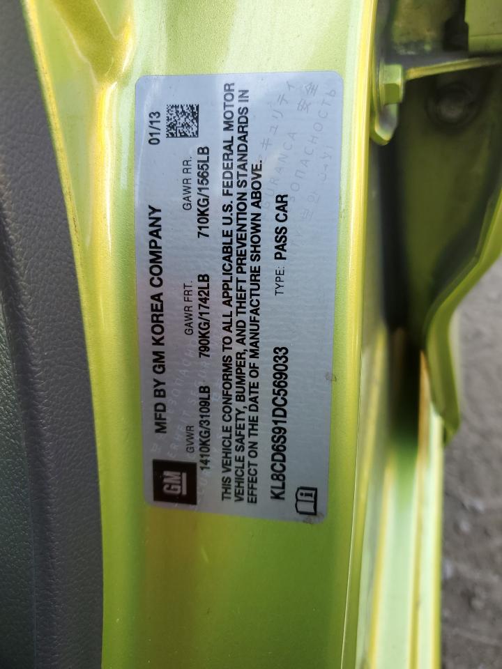 2013 Chevrolet Spark 1lt Green vin: KL8CD6S91DC569033