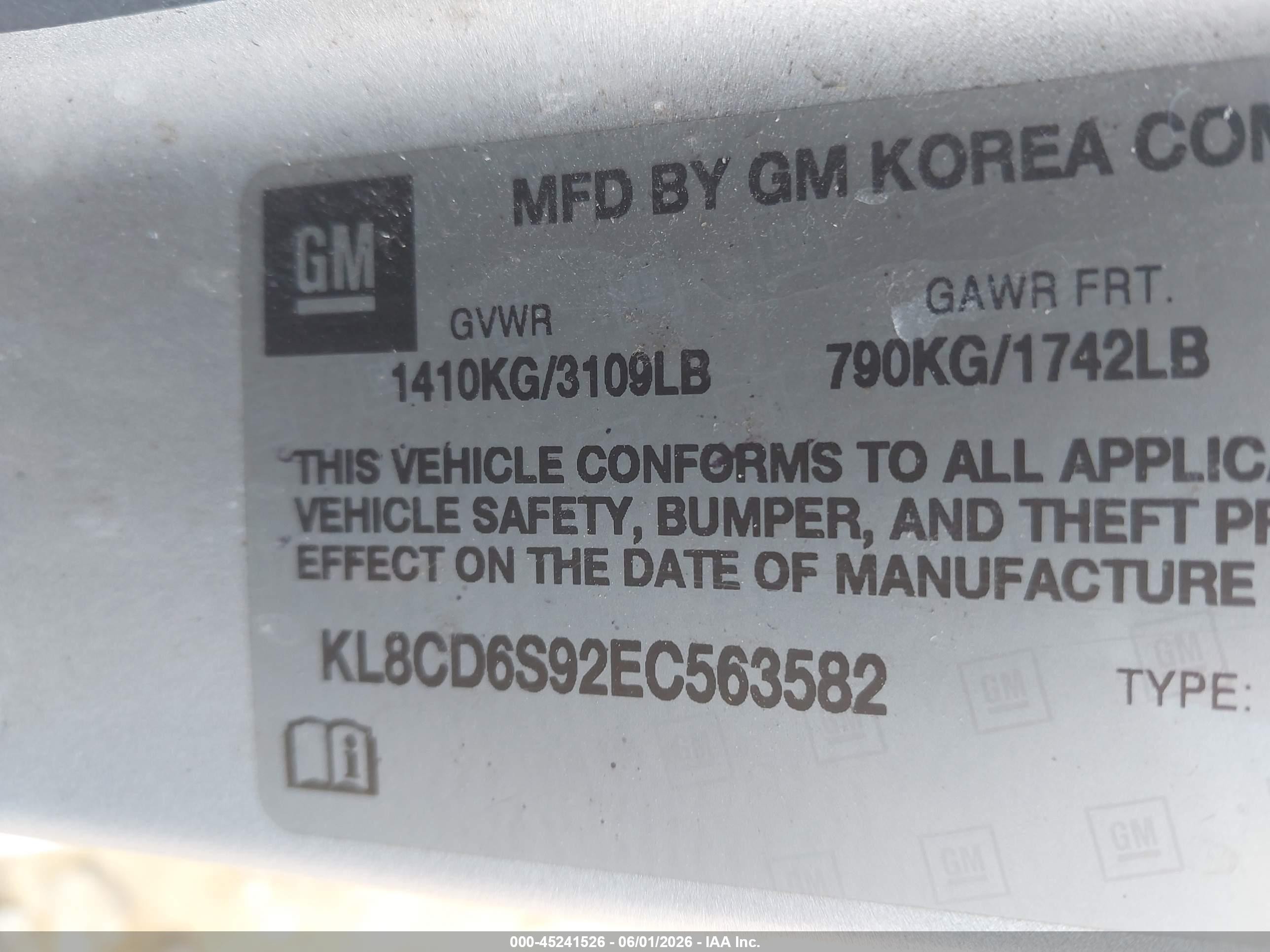 2014 Chevrolet Spark 1lt Auto Silver vin: KL8CD6S92EC563582