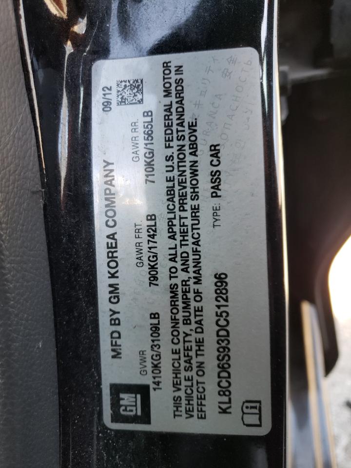 2013 Chevrolet Spark 1lt Black vin: KL8CD6S93DC512896