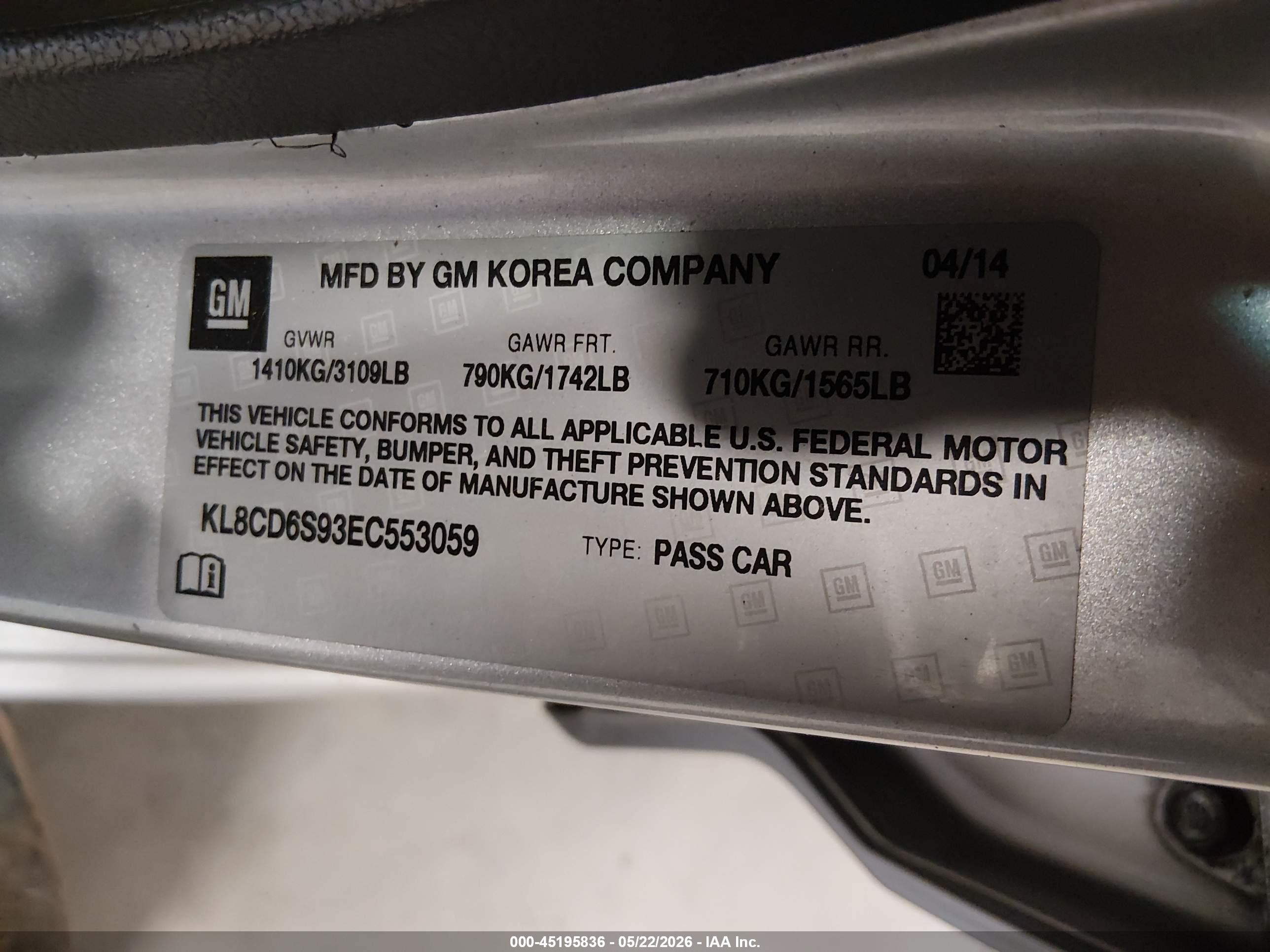 2014 Chevrolet Spark 1lt Auto Silver vin: KL8CD6S93EC553059