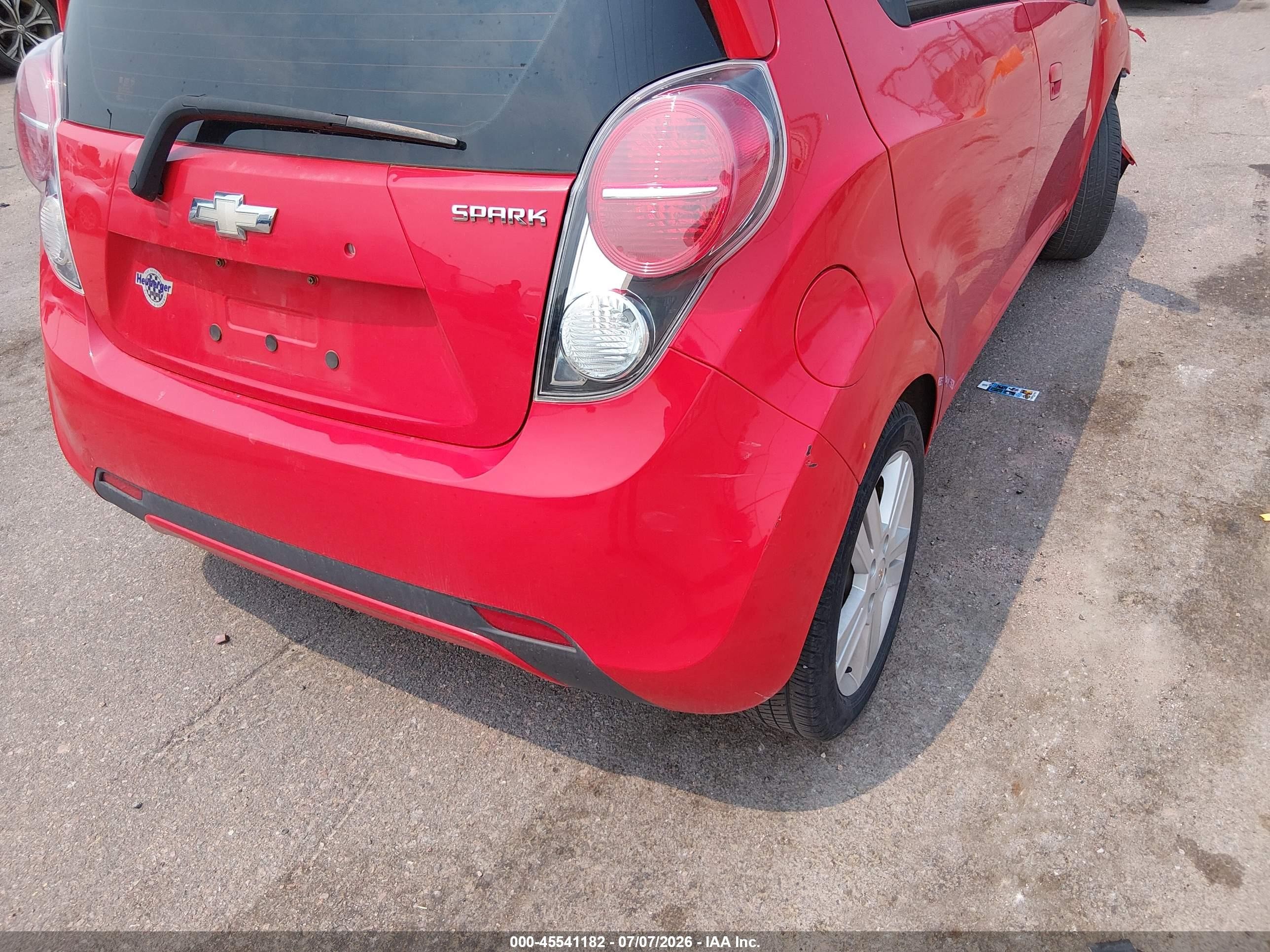 2013 Chevrolet Spark 1lt Auto Red vin: KL8CD6S94DC502071