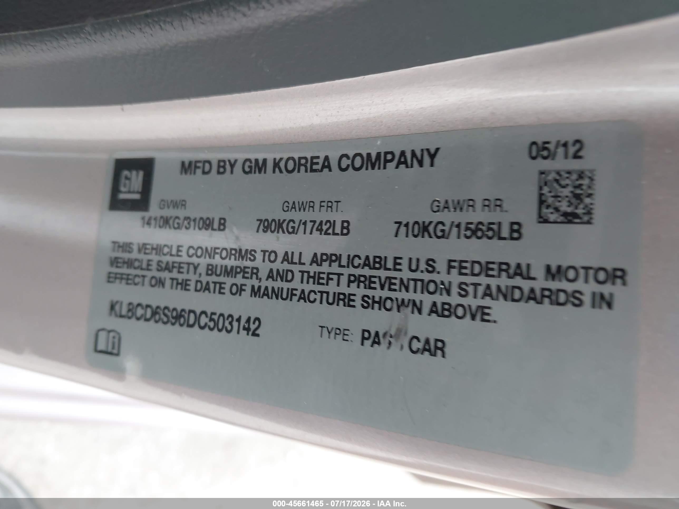 2013 Chevrolet Spark 1lt Auto Pink vin: KL8CD6S96DC503142