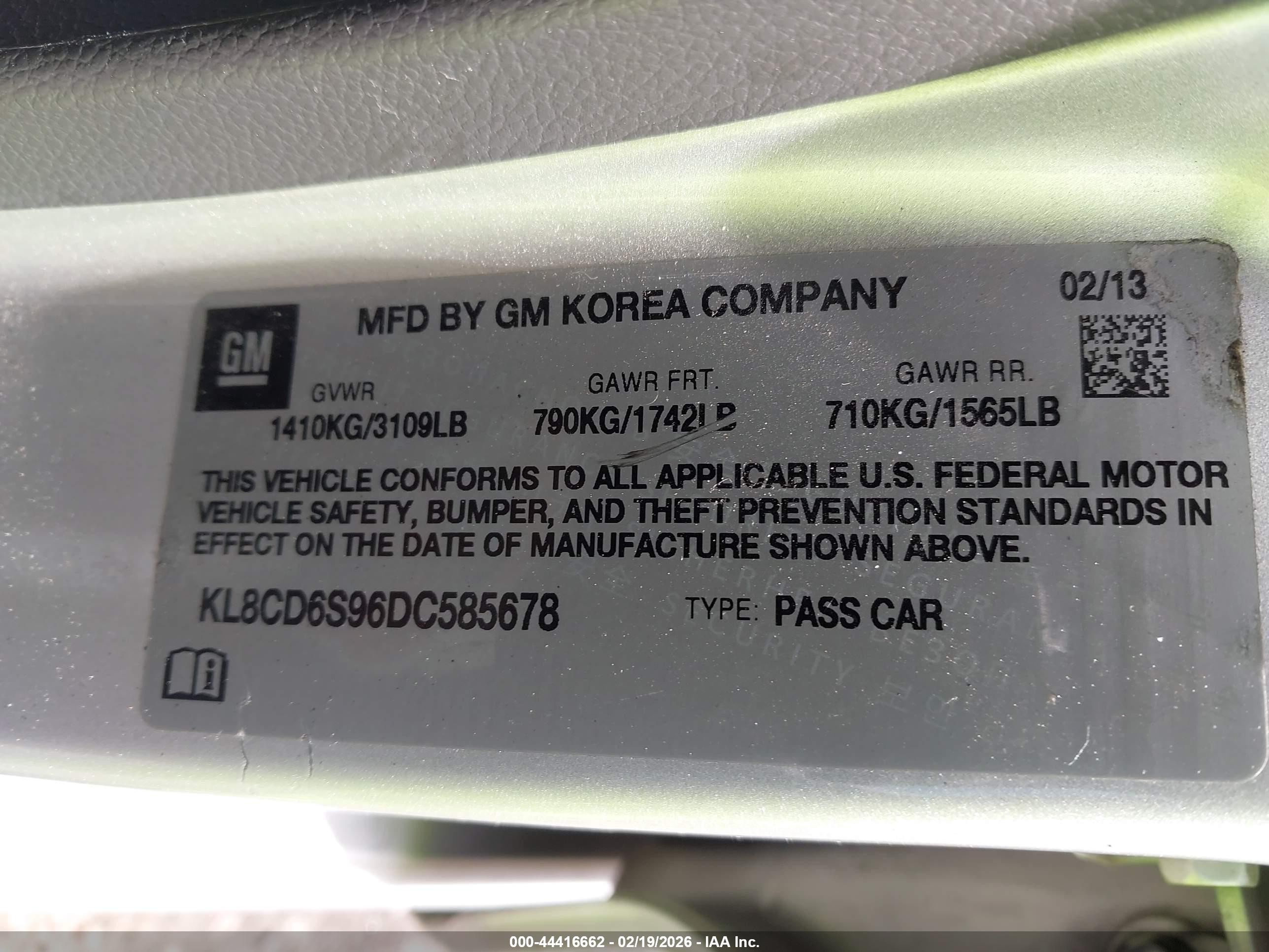 2013 Chevrolet Spark 1lt Auto Silver vin: KL8CD6S96DC585678