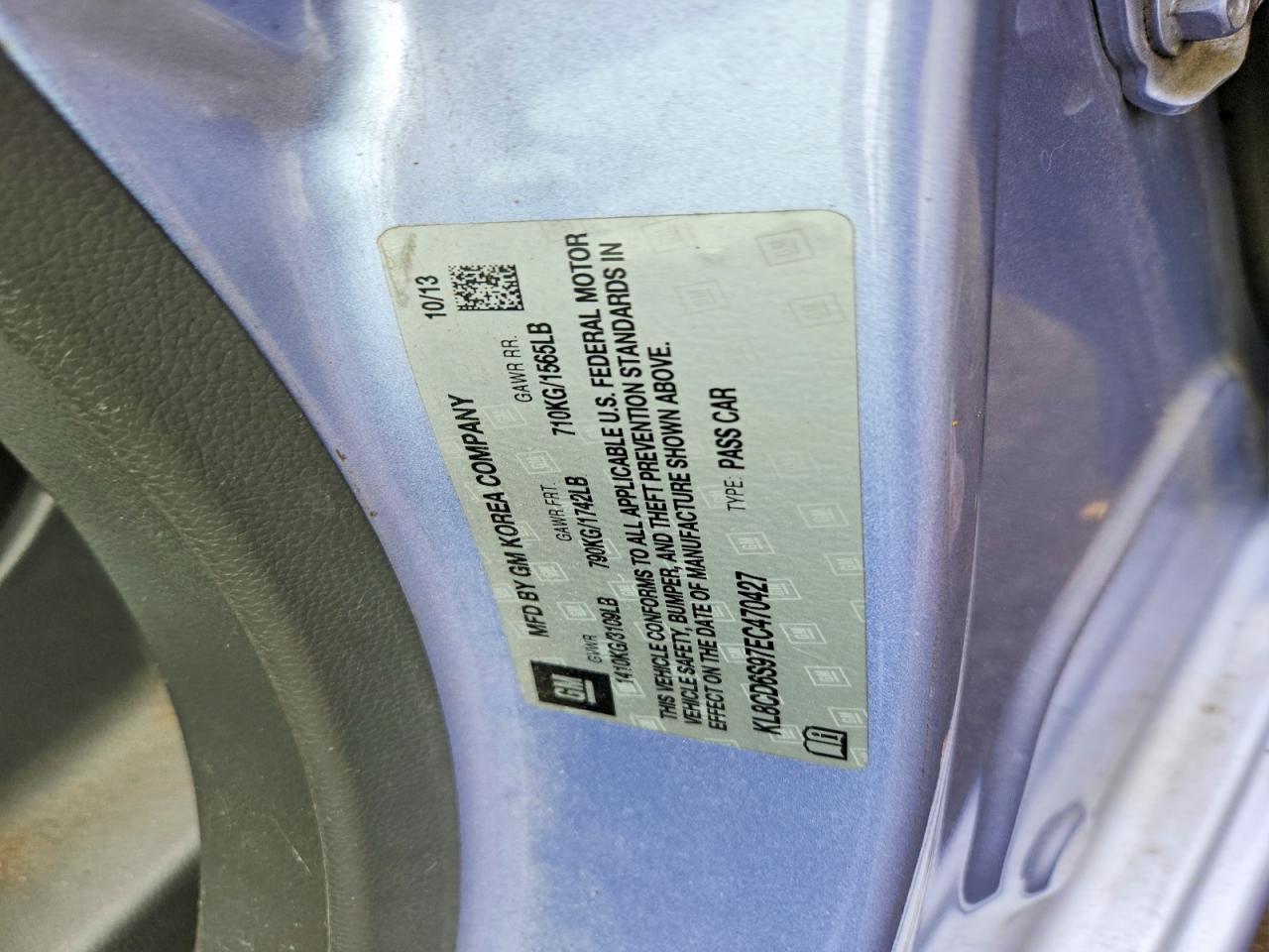 2014 Chevrolet Spark 1lt Purple vin: KL8CD6S97EC470427