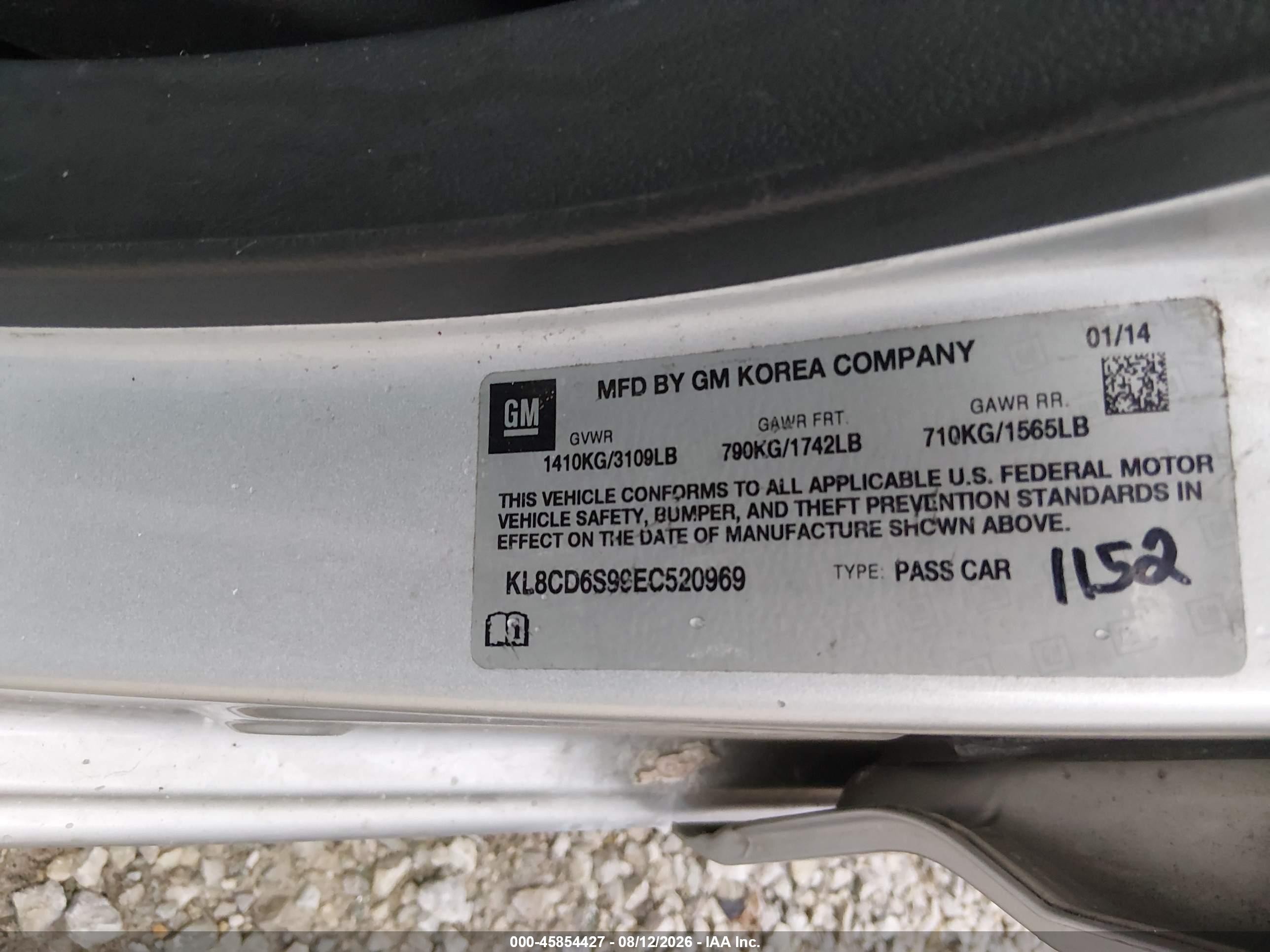 2014 Chevrolet Spark 1lt Auto Silver vin: KL8CD6S99EC520969