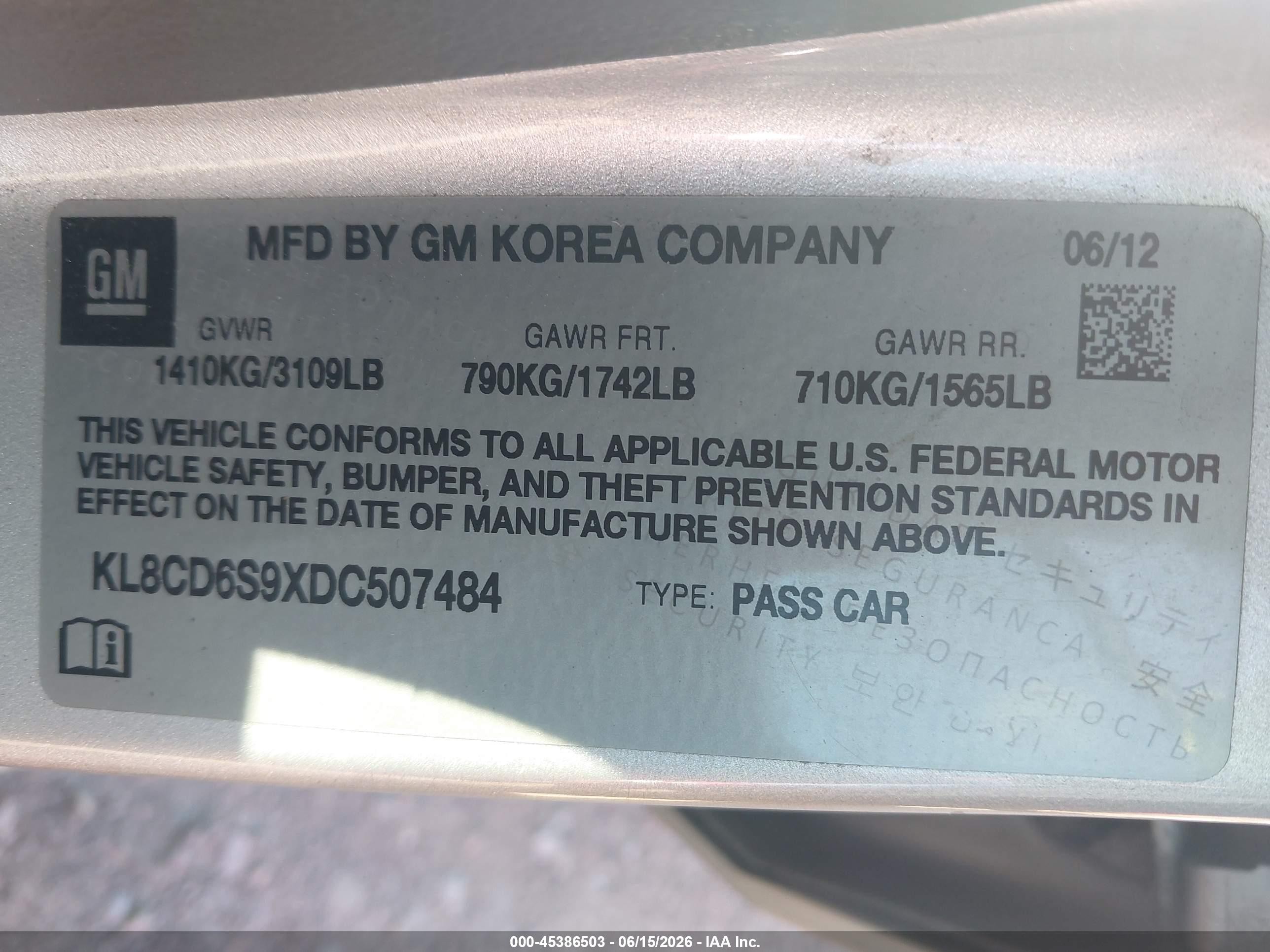 2013 Chevrolet Spark 1lt Auto Silver vin: KL8CD6S9XDC507484