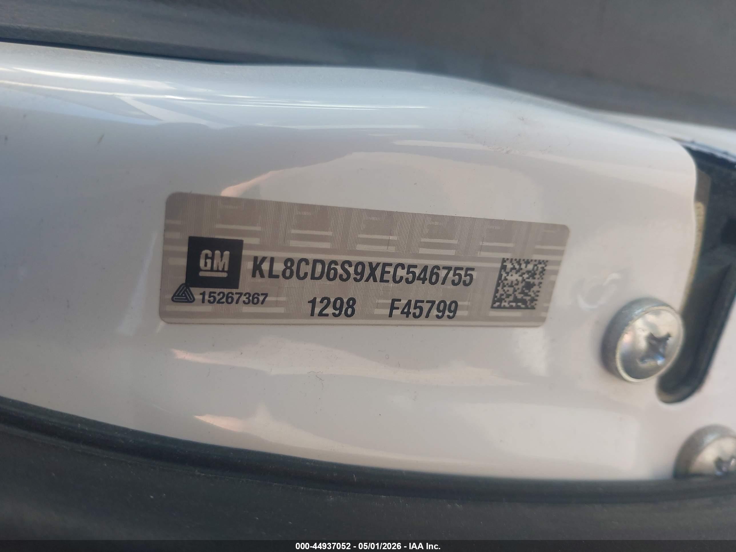 2014 Chevrolet Spark 1lt Auto White vin: KL8CD6S9XEC546755