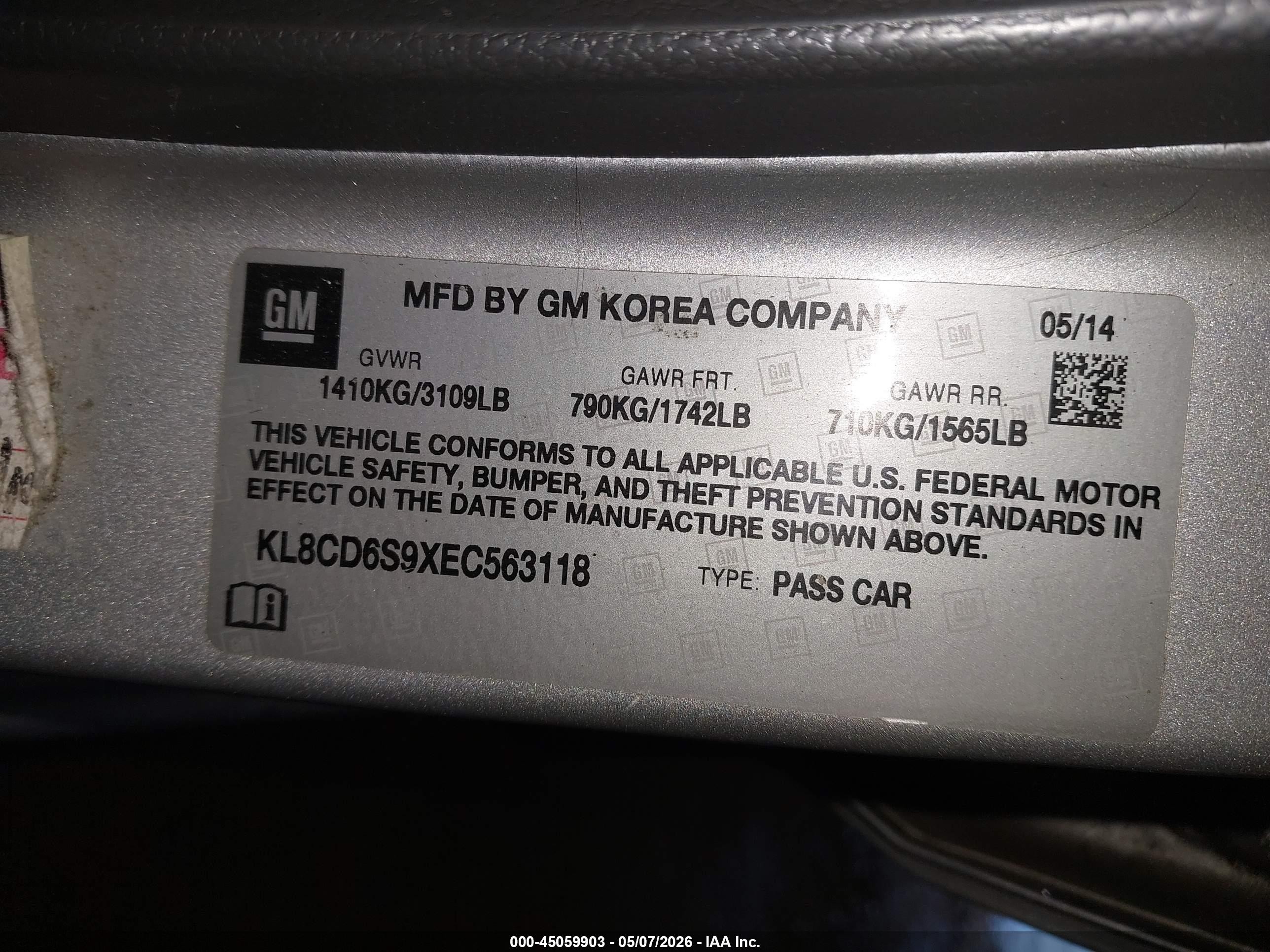 2014 Chevrolet Spark 1lt Auto Silver vin: KL8CD6S9XEC563118