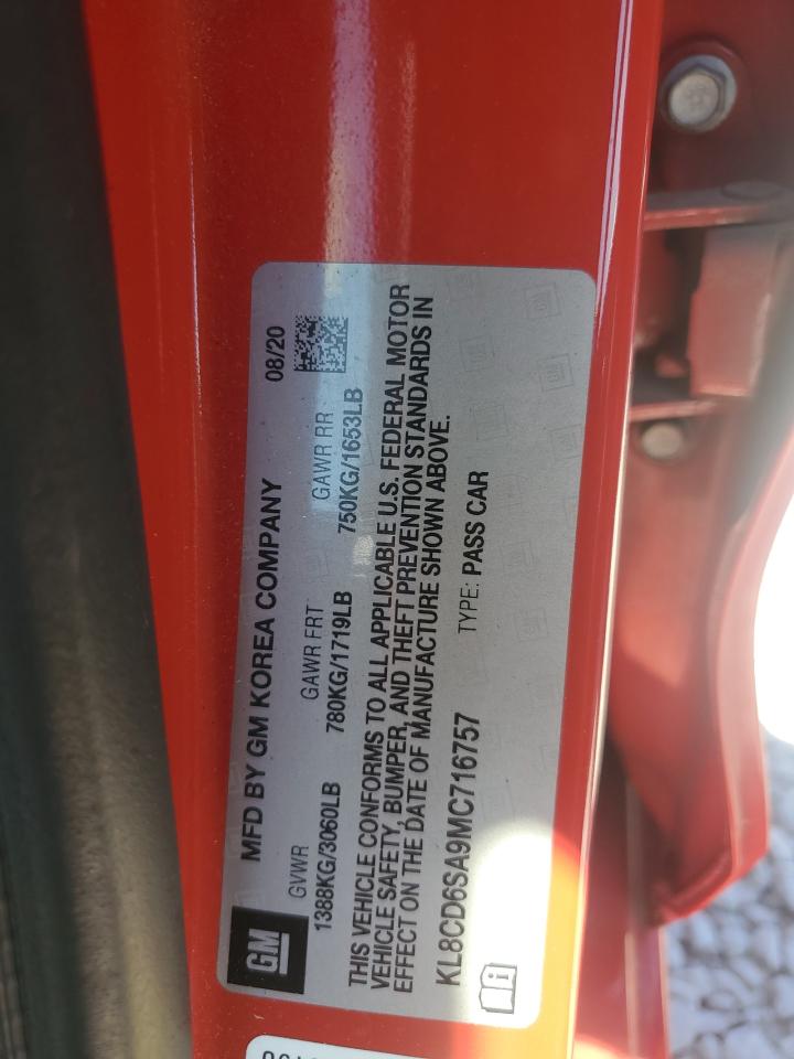 2021 Chevrolet Spark 1lt Red vin: KL8CD6SA9MC716757